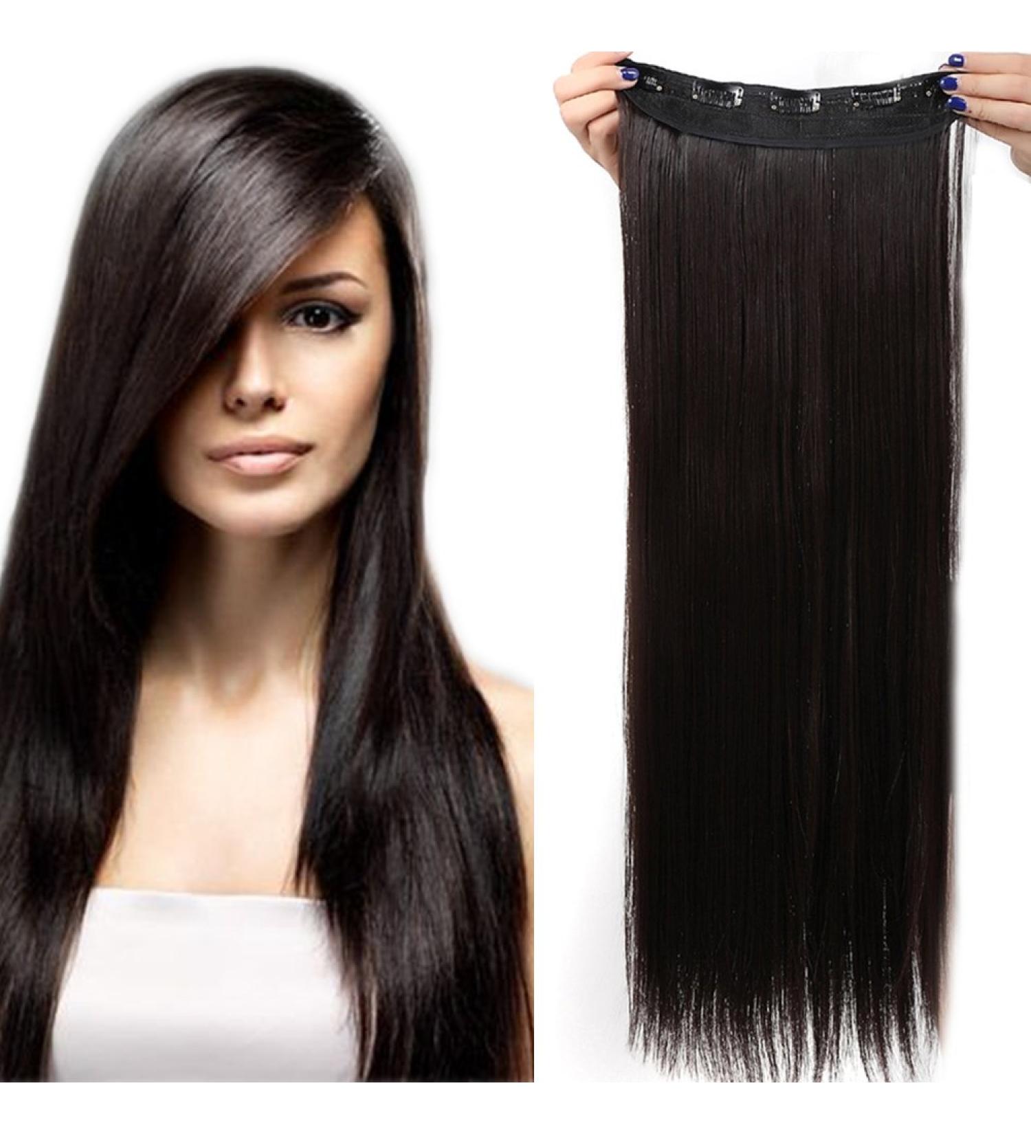 SEGO 58cm Dark Brown Clip-In Hair Extensions | 5 Clips | 100% Human Hair | Realistic Smooth Texture | Whole Head 23-120g - Buy Online on GoSupps.com