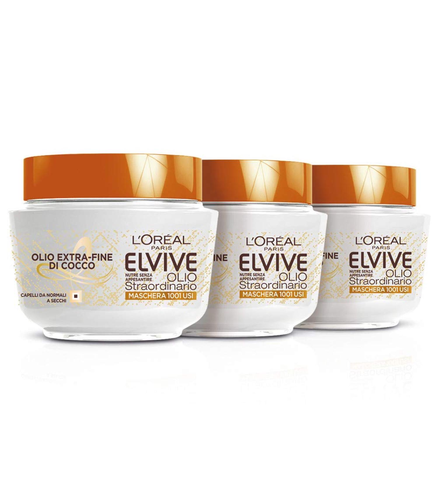 L'Or al Paris L Or al Paris Oil nourishing mask Elvive Extraordinary oil end of coconut hair normal to dry 300 ml 3 packs - Buy Online on GoSupps.com