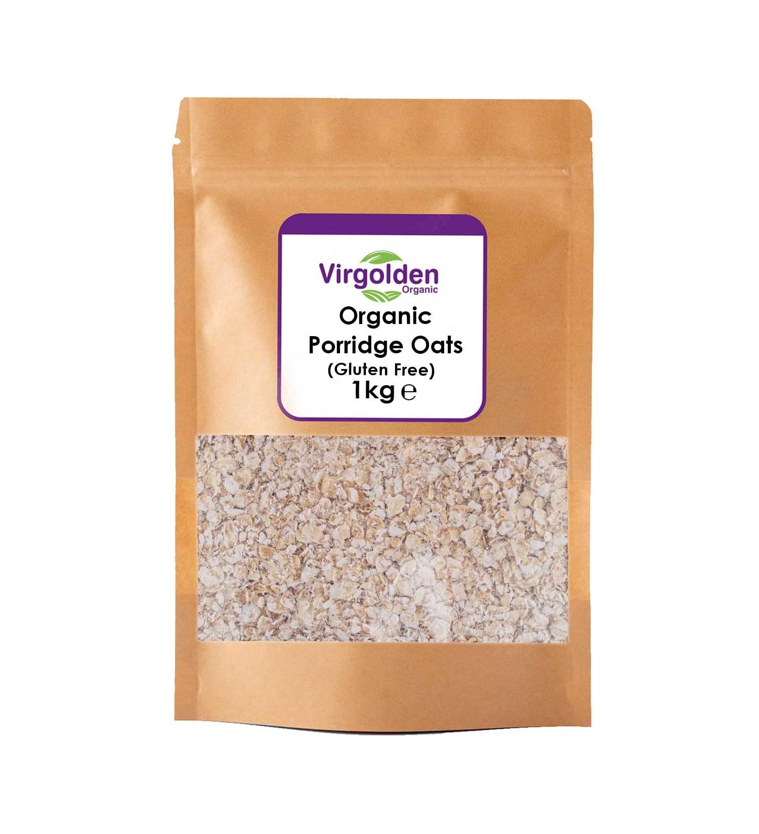 Organic Porridge Oats (Rolled Oat Flakes) 1kg by Virgolden Organic - Great for Cooking Breakfast or Baking - Buy Online on GoSupps.com