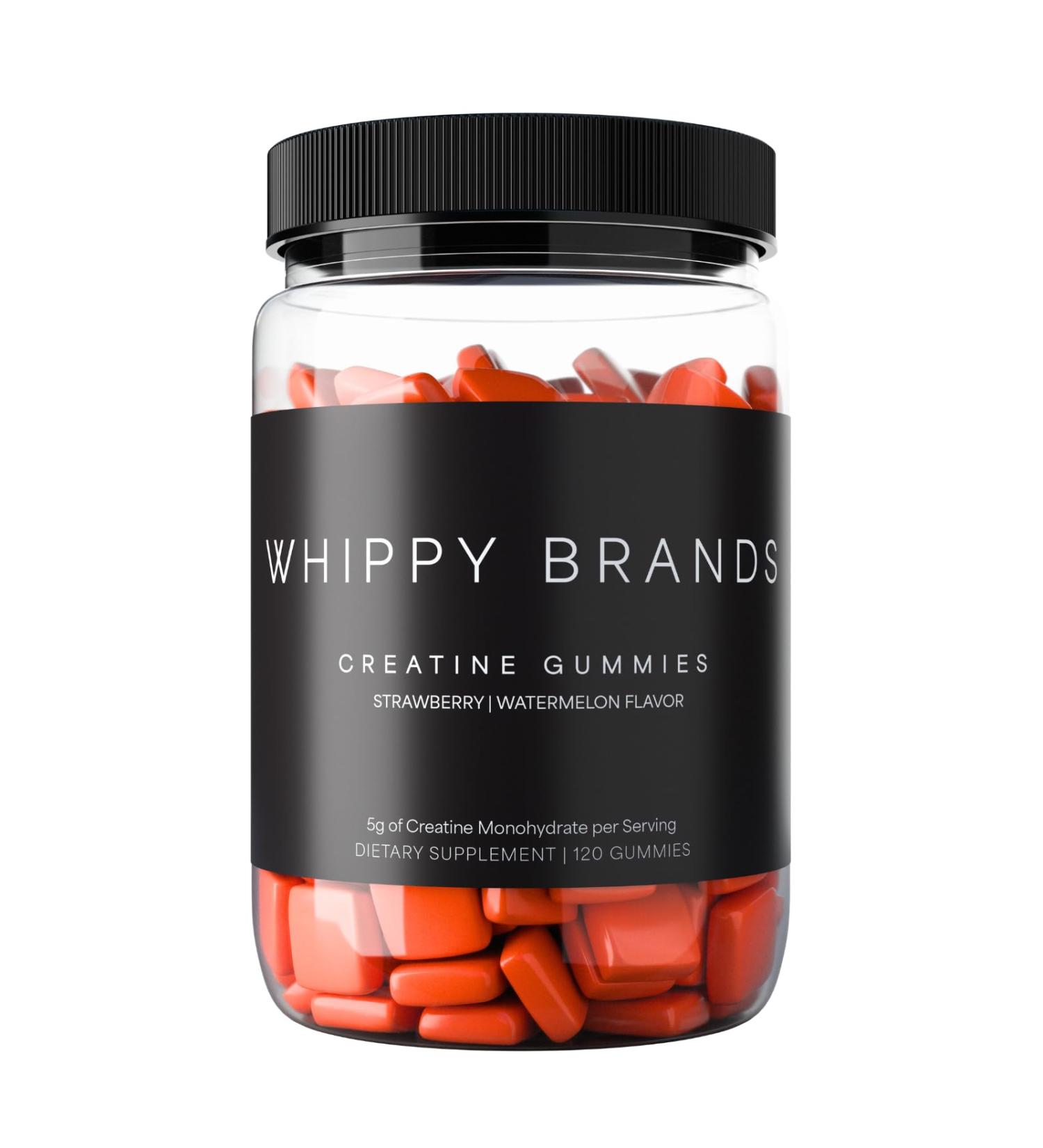 Whippy Brands Creatine Gummies | 5g Creatine Monohydrate per Serving | Muscle Strength & Recovery | Chewable Creatine Supplement | 30 Servings (Strawberry Watermelon) - Buy Online on GoSupps.com