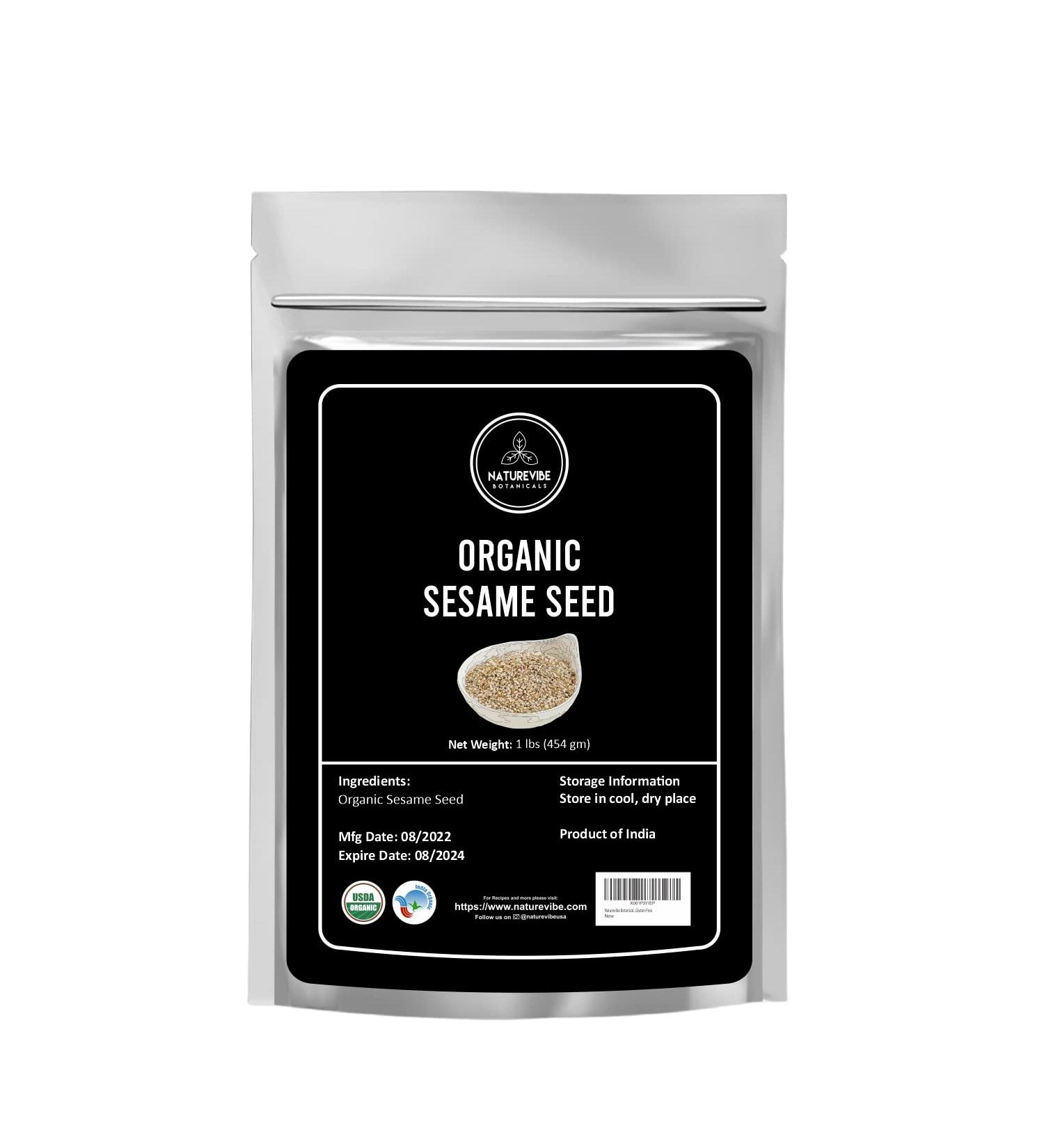 Naturevibe Botanicals Organic White Sesame Seeds - 1lb | Gluten-Free, Non-GMO, Keto Friendly - Buy Online on GoSupps.com