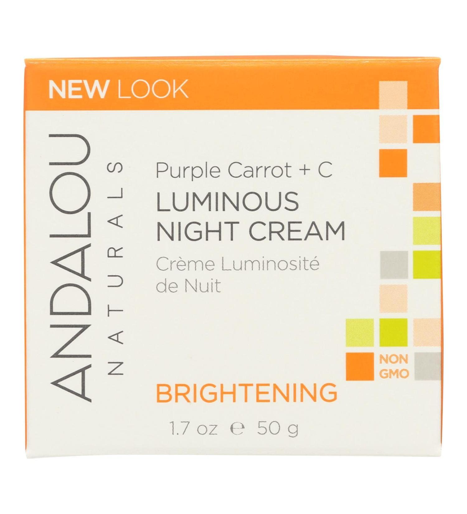 Andalou Naturals Luminous Night Cream Purple Carrot + C Brightening 1.7 fl oz (50 ml)