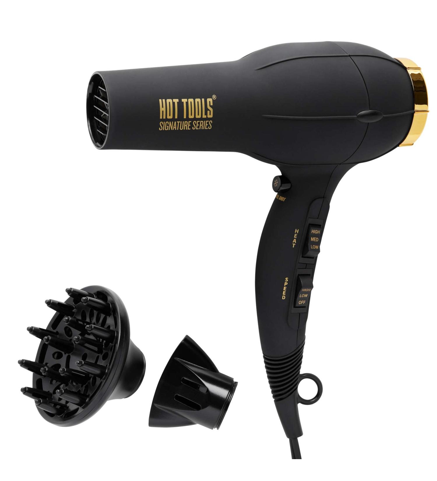 HOT TOOLS Pro Signature 1875W Turbo Ionic Hair Dryer in Black/Gold | Professional Salon Quality - Buy Online on GoSupps.com