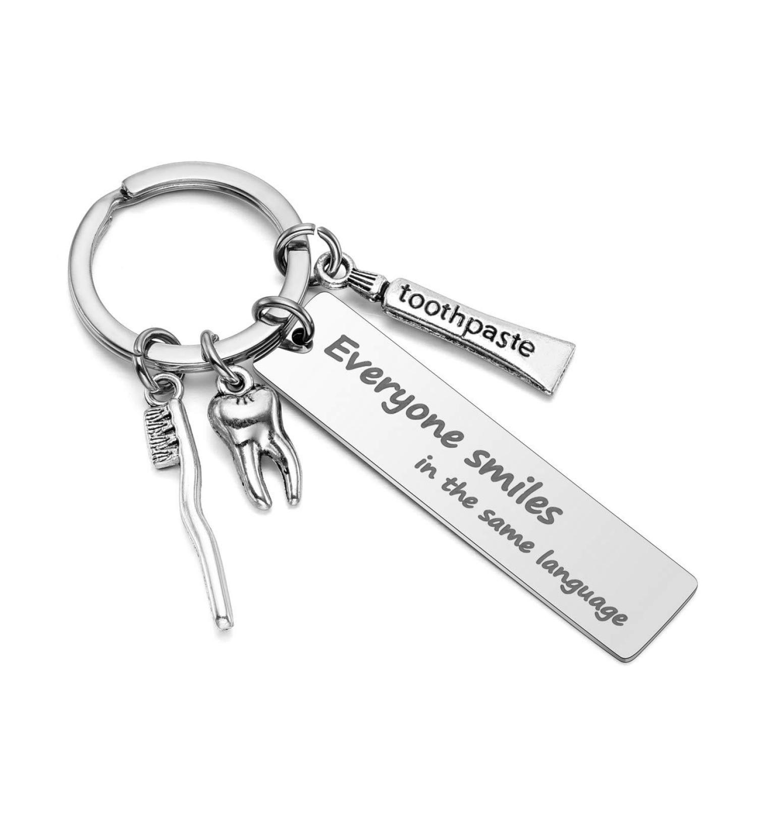 Jovivi Engraved Tooth Toothbrush Toothpaste Keychain - Perfect Gift for Dentists & Dental Assistants - Buy Online on GoSupps.com