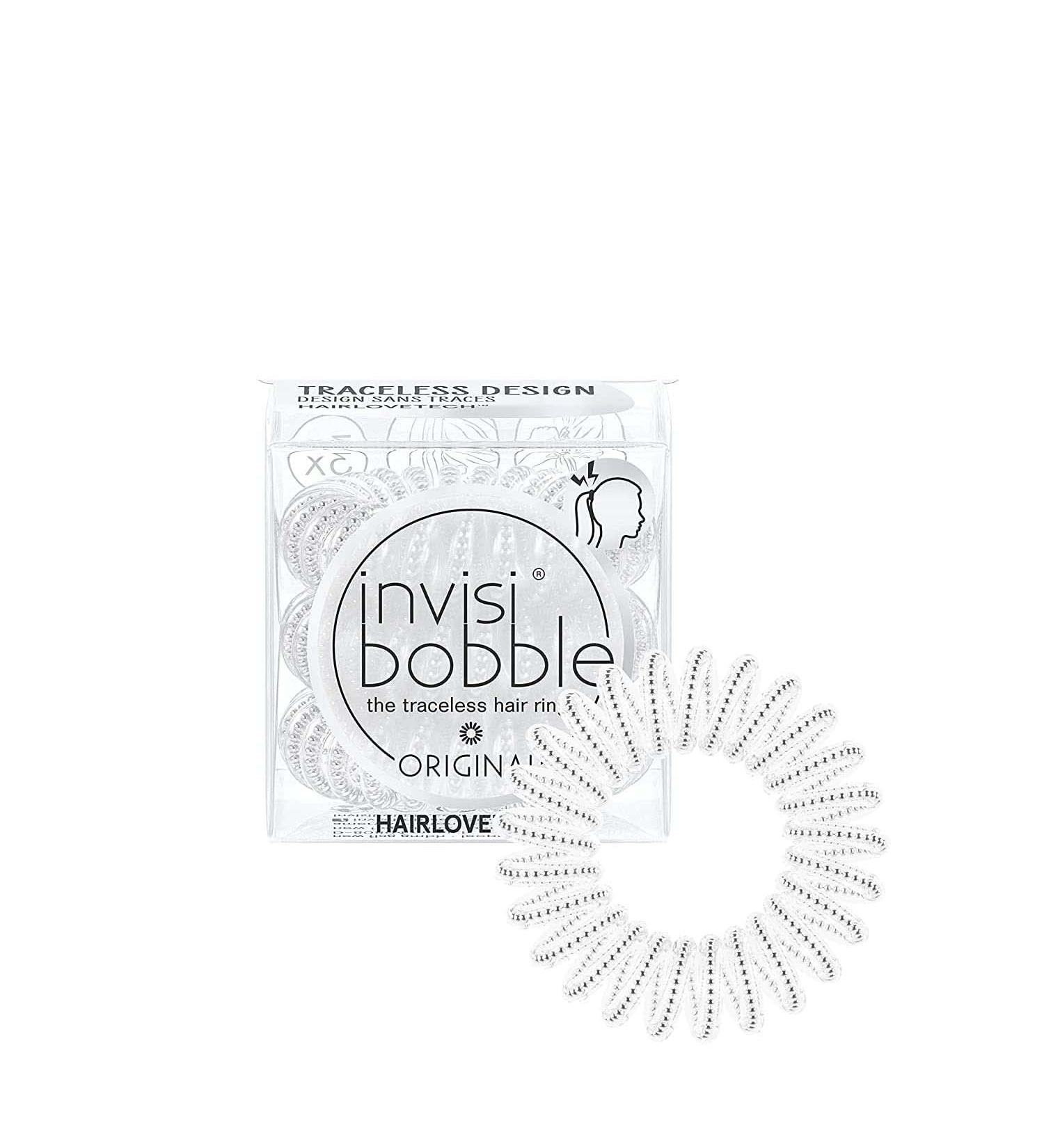 Invisibobble Original Hair Tie - 3x Silver Spiral Ties for Women | Transparent Cable Design | Made in Munich - Buy Online on GoSupps.com