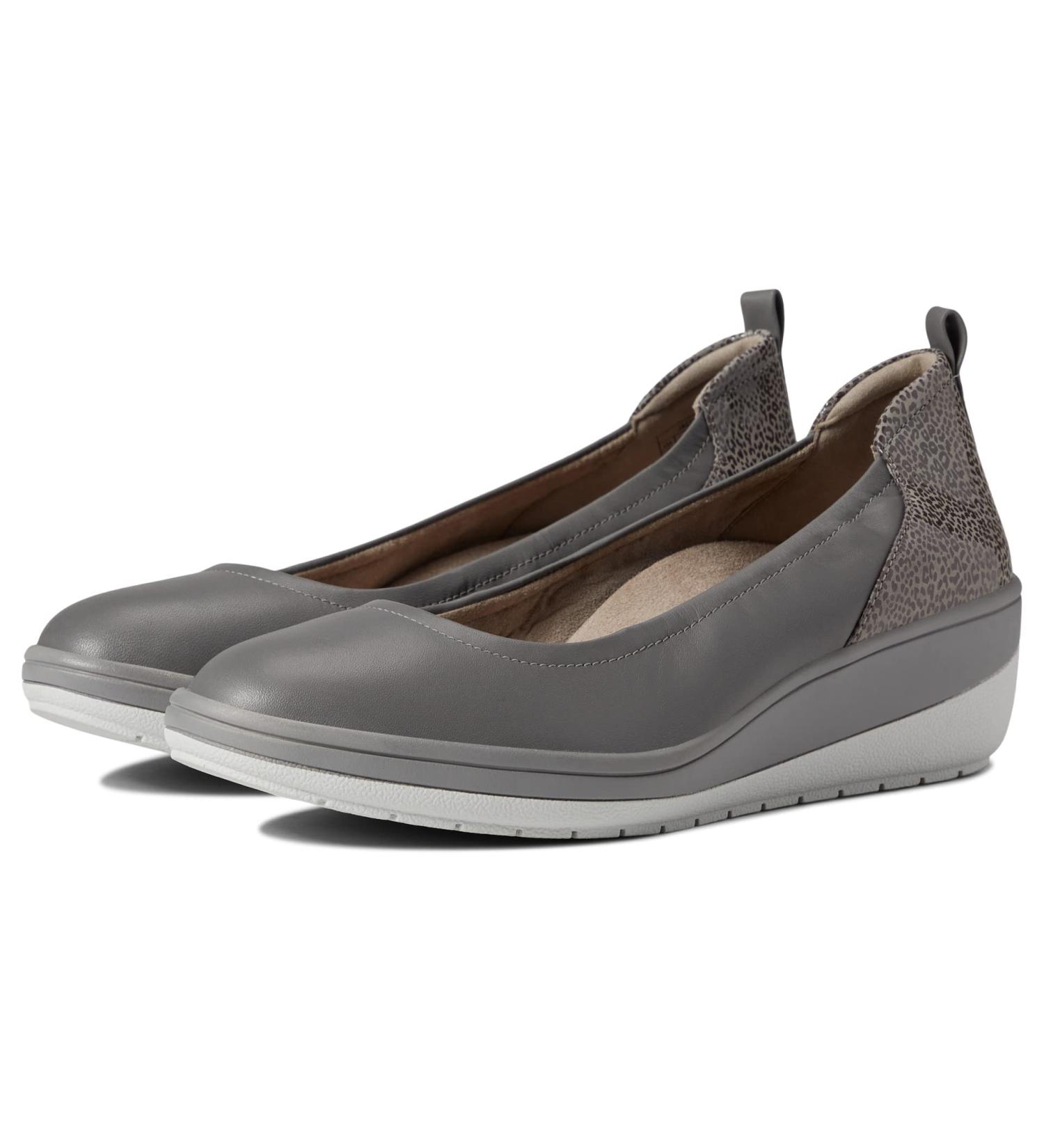 Vionic Women's Advantage Jacey Slip On Wedges - Supportive Ladies Platform Wedges That Include Three-Zone Comfort with Orthotic Insole Arch Support, Medium Fit 8.5 Charcoal Leopard Red