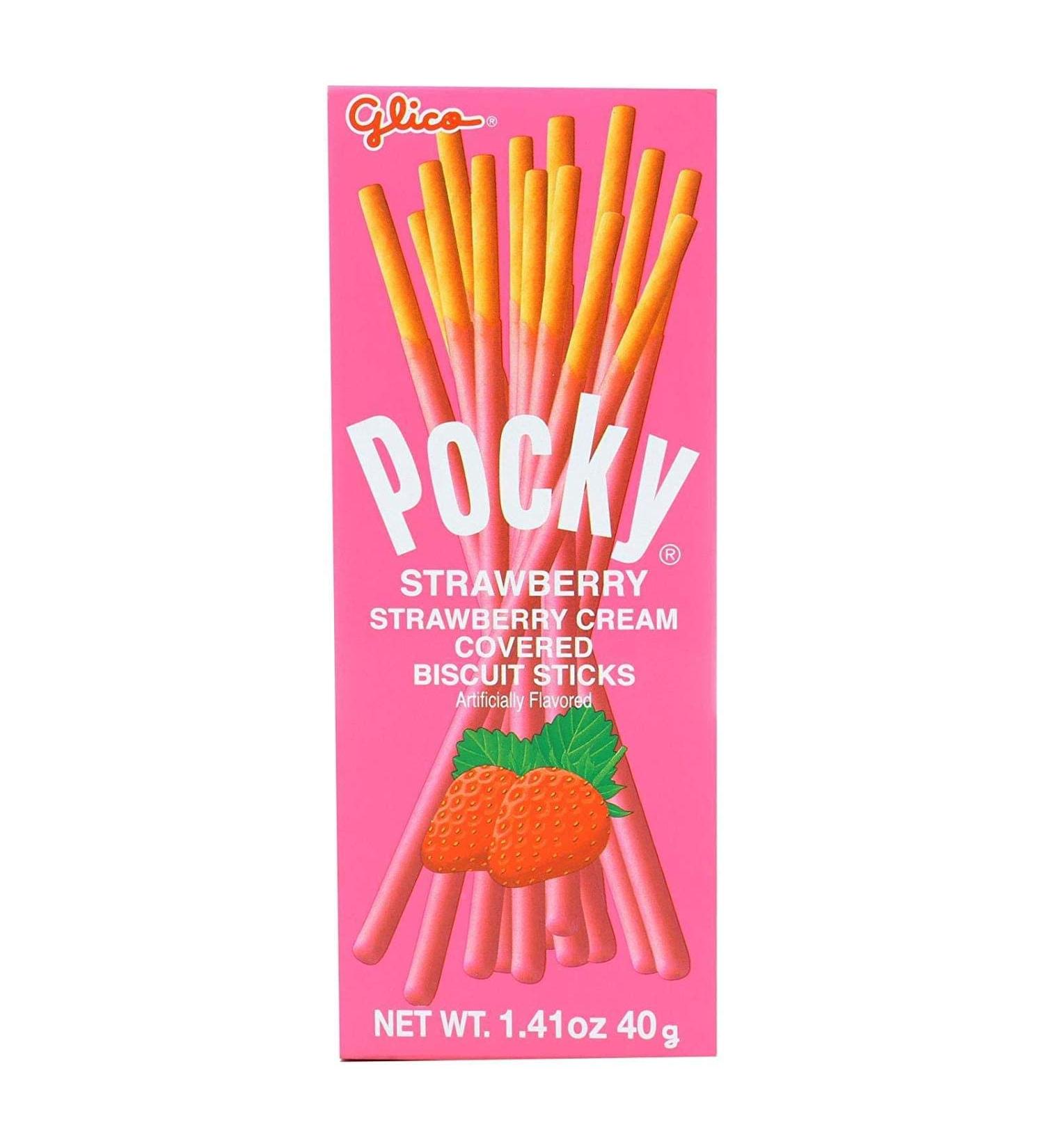 Glico Pocky Biscuit - Strawberry - Case of 20 - 1.41 oz.