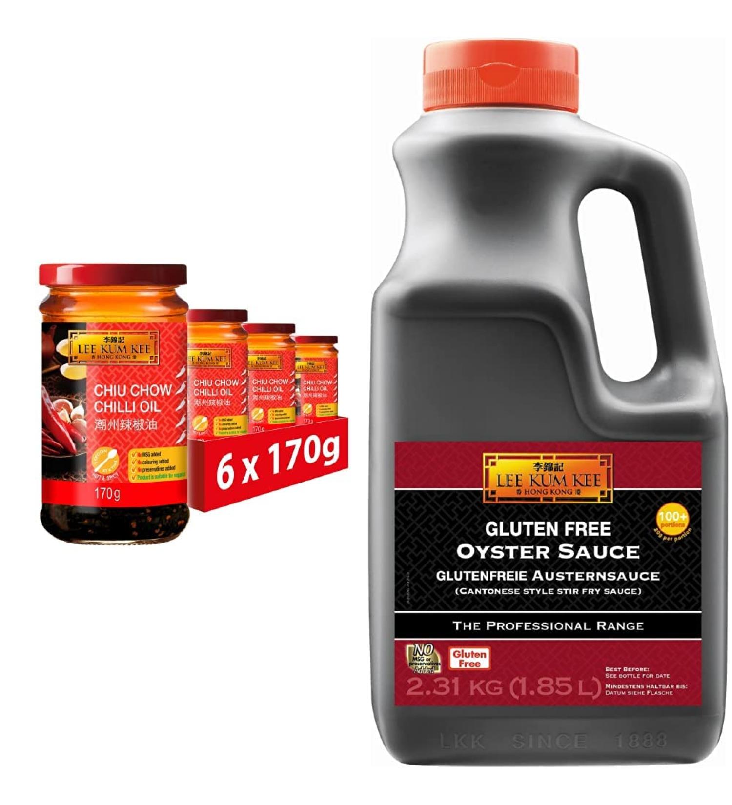 Lee Kum Kee Chiu Chow Chilli Oil Sauce 170g (Pack of 6) & Gluten free Oyster Sauce 2.31 Kg - Buy Online on GoSupps.com