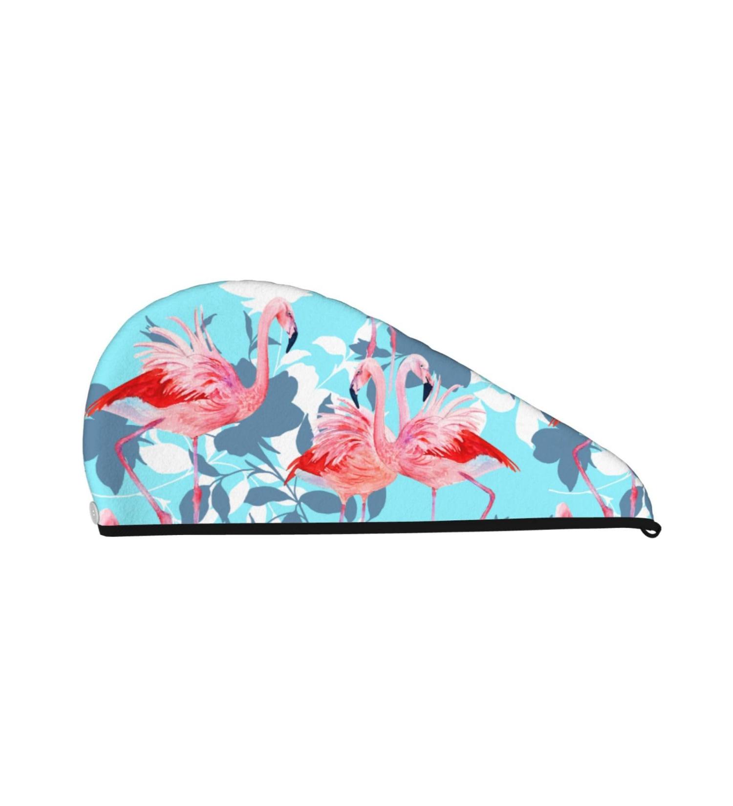 Floral Flamingo Microfiber Hair Towel | Soft Super Absorbent Quick-Dry Wrap for Long Curly and Thick Hair - International Shipping - Buy Online on GoSupps.com