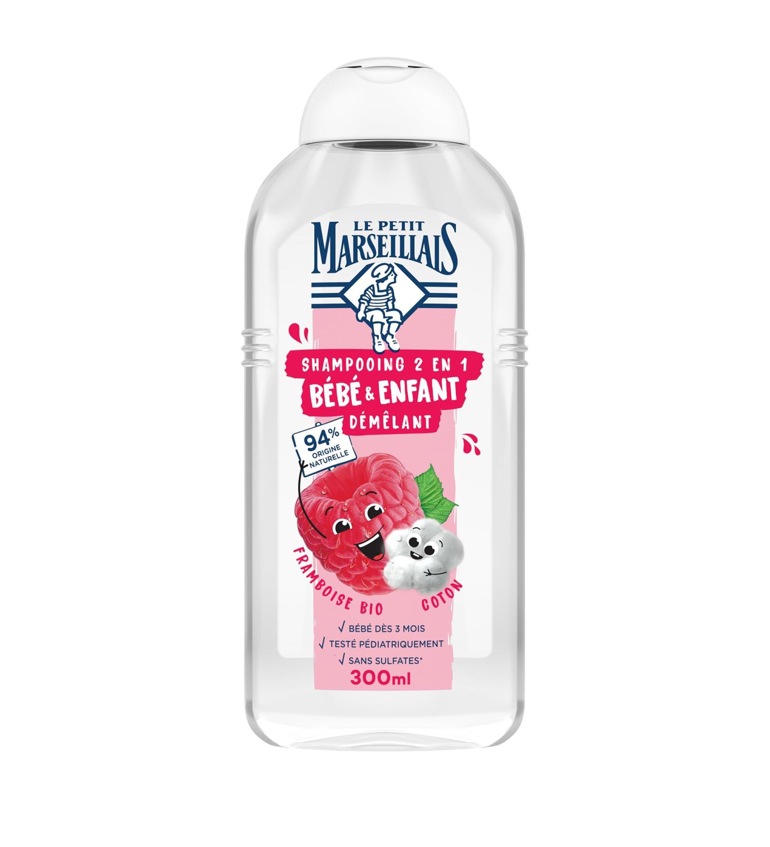 Le Petit Marseillais | 2 in 1 Baby & Child Shampoo Detangling Organic Raspberry & Cotton (300 ml) 94% natural origin Ne - Buy Online on GoSupps.com