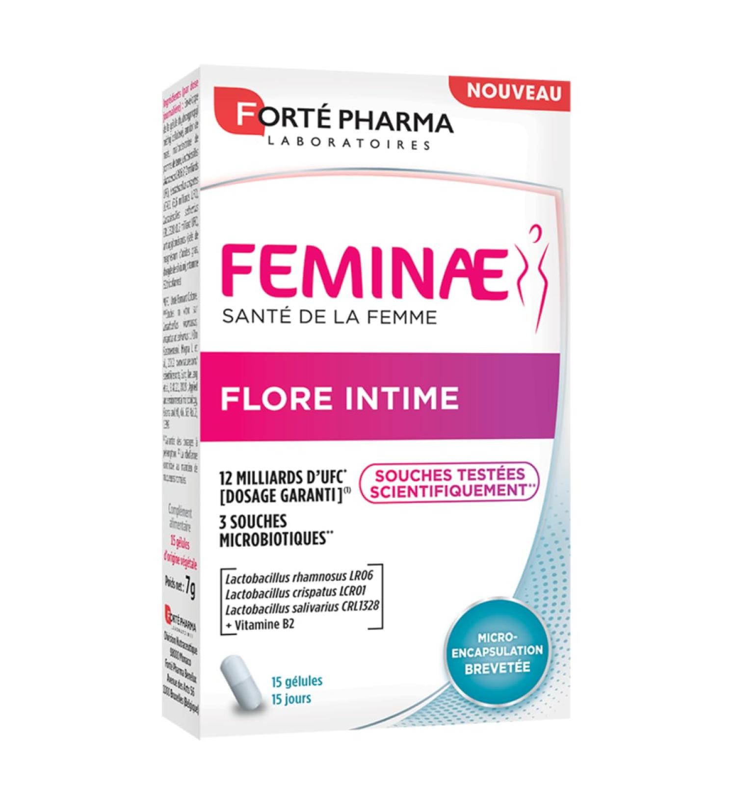 Fort Pharma - Feminae Flore Intime - Probiotique flore vaginale Lactobacillus D sagr ments f minins - 12 milliards d'UFC + Vitamine B2-15 g lules 1/jour - Buy Online on GoSupps.com