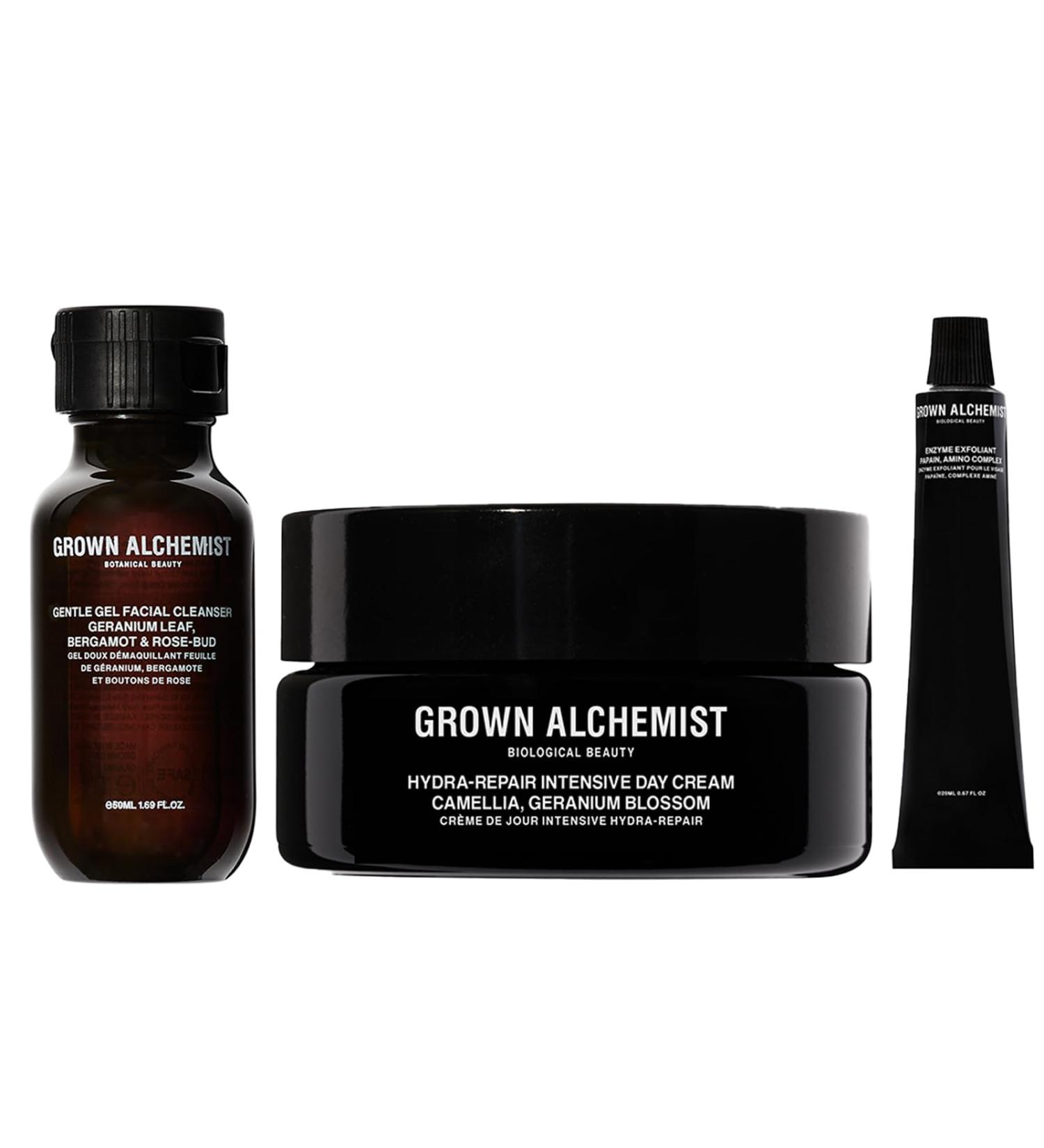 Shop Grown Alchemist 3-Step Skincare Set | Hydra Repair Day Cream Exfoliant & Cleanser - Smoother Hydrated Skin - International Shipping Available - Buy Online on GoSupps.com