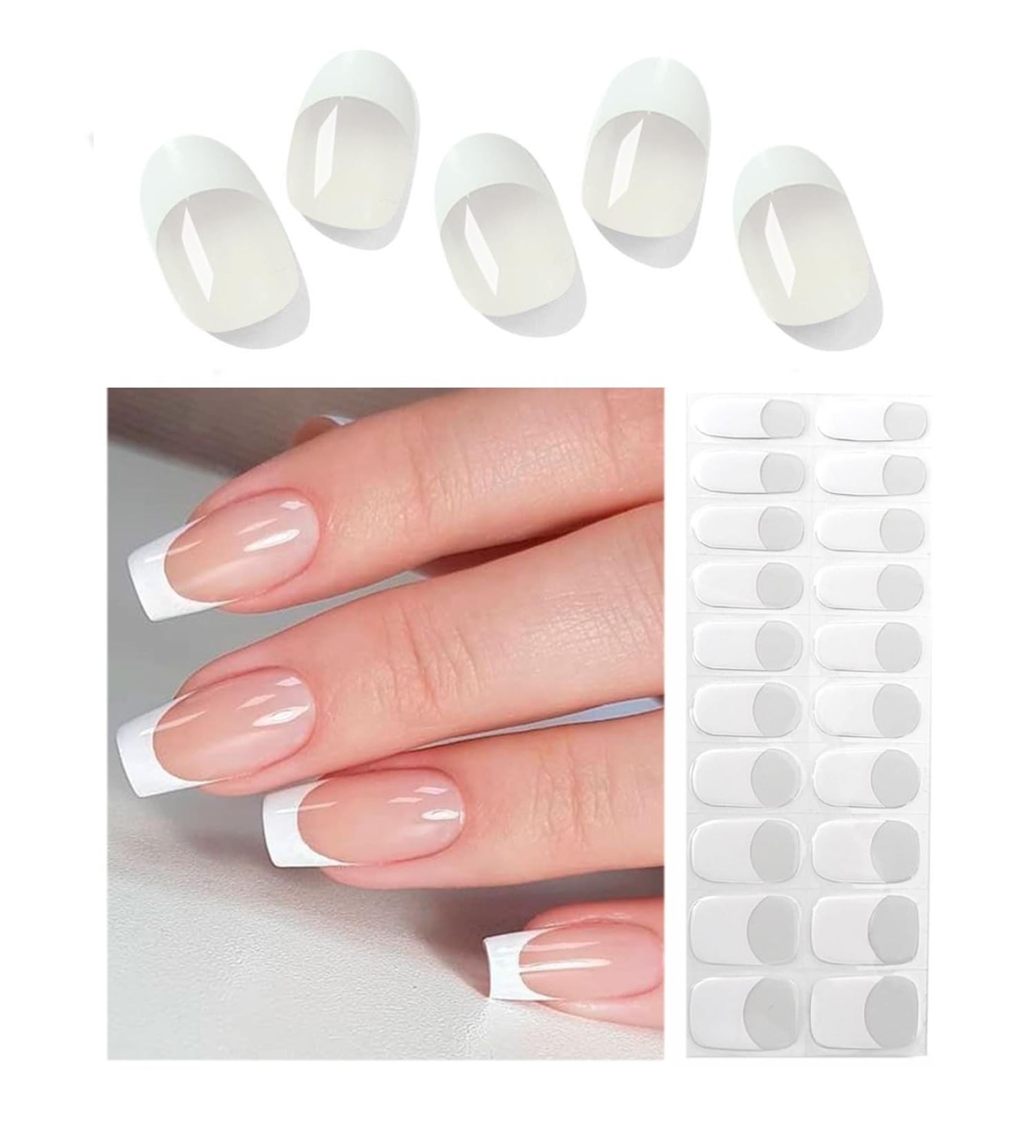 Buy Semi Cured Gel Nail Strips - 20pcs French Tip Gel Stickers | Easy UV Application & Removal - Buy Online on GoSupps.com