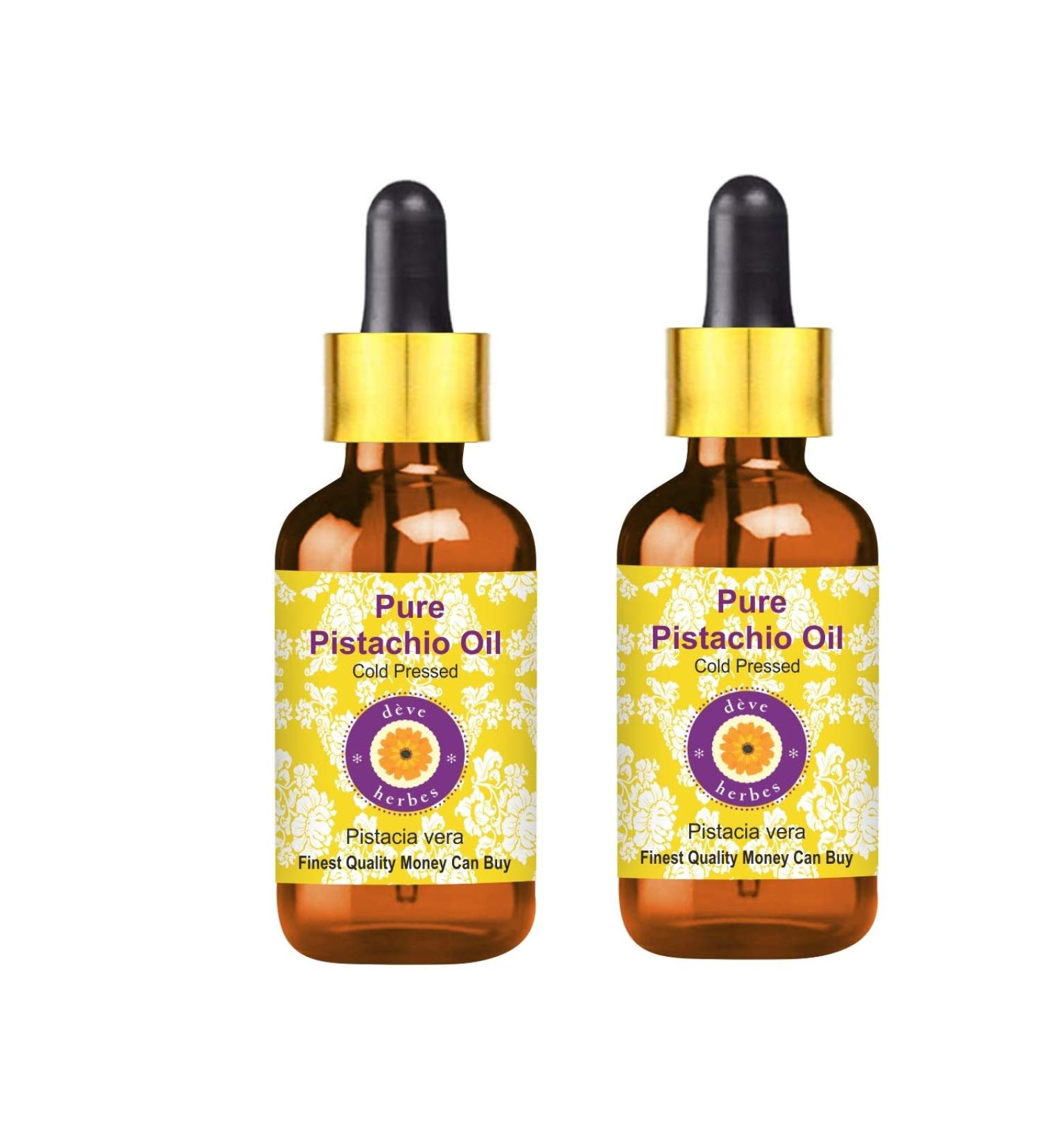 Deve Herbes Pure Pistachio Oil Pistacia vera with Glass Dropper Cold Pressed Pack of Two 100ml X 2 6 oz - Buy Online on GoSupps.com