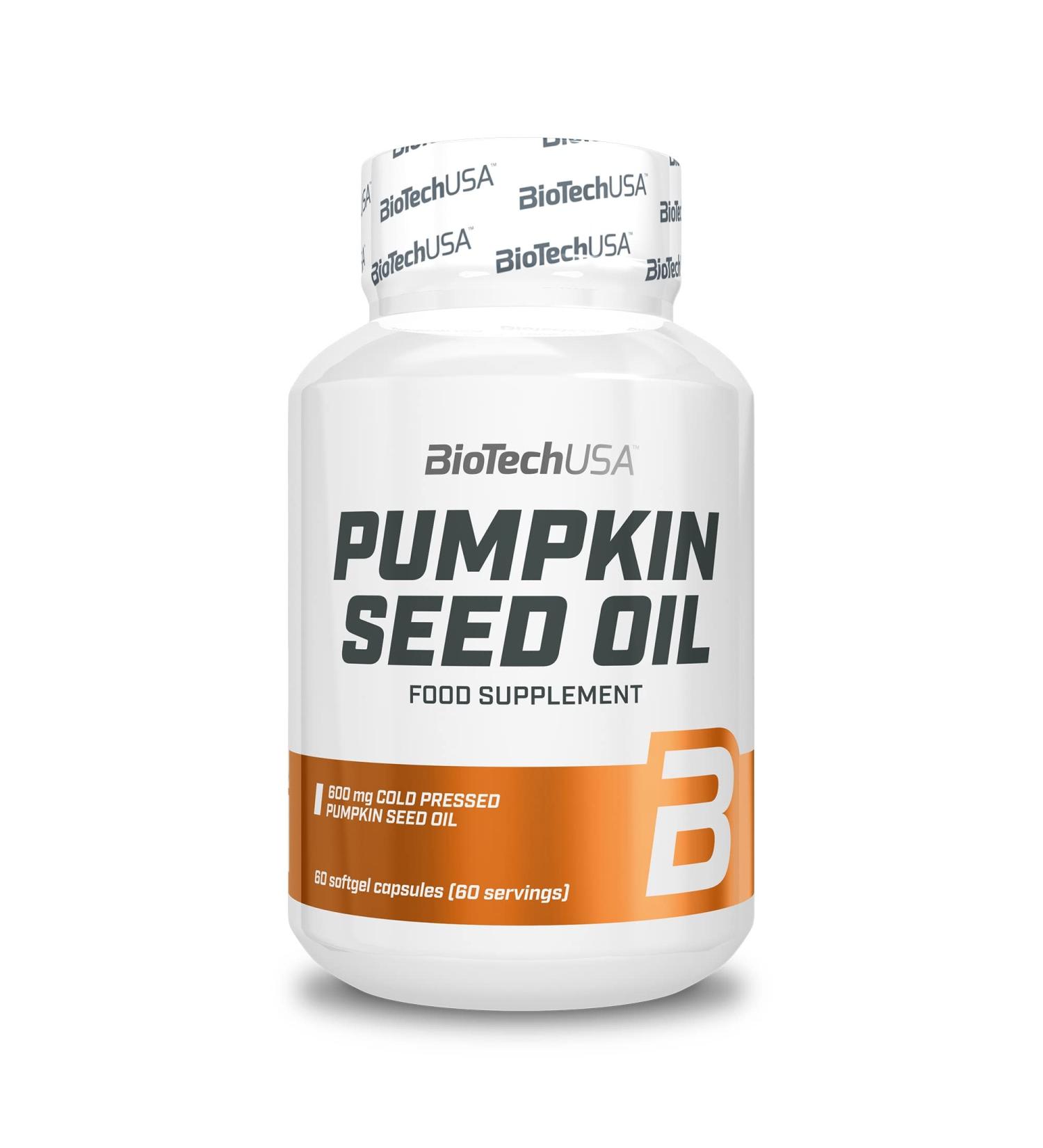 BioTechUSA Pumpkin Seed Oil | Cold Pressed | 600mg per softgel | Non-GMO 60 capsules - Buy Online on GoSupps.com