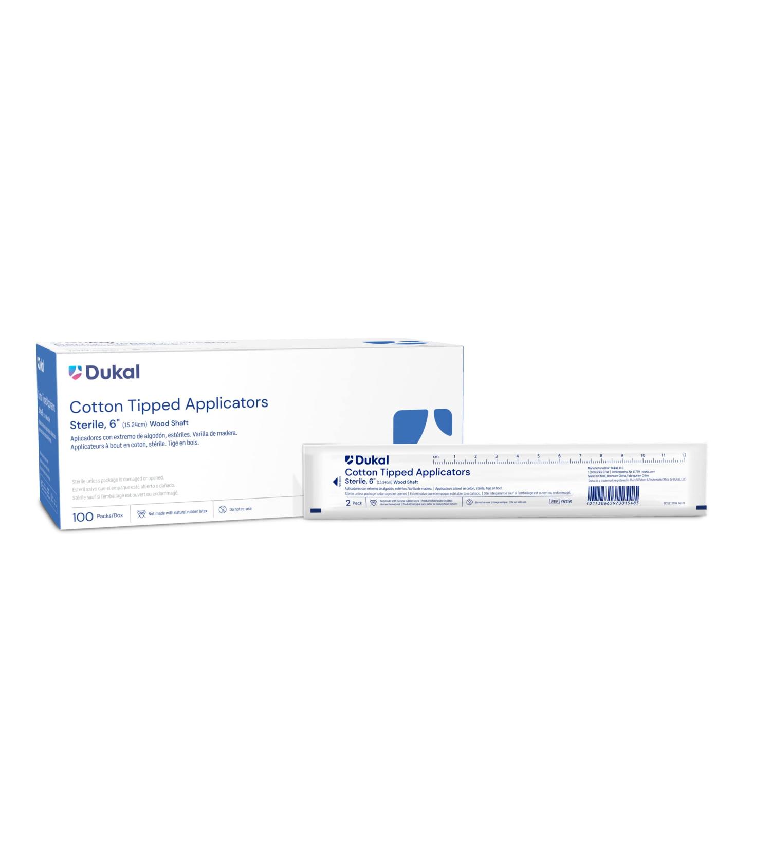 Dukal Cotton Tipped Applicators 6 inch - Pack of 200 Sterile Swabsticks | 100% Cotton Wood Shaft Latex-Free for Medical Use - Buy Online on GoSupps.com