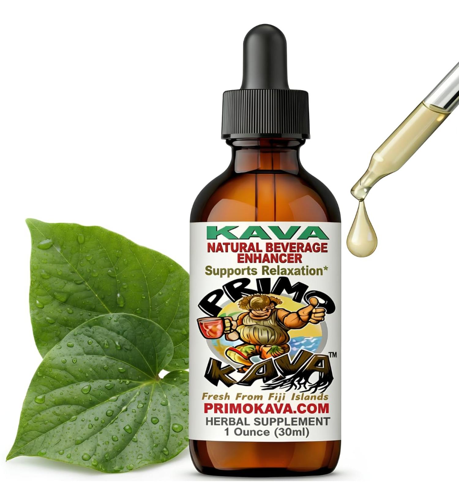 PRIMO KAVA Kava Drops | Water Soluble Kava Extract | Concentrated Tincture Beverage Enhancer | Authentic Kava Kava from Fiji | 40mg Kavalactones | Certified 3rd Party Testing | 1oz - Buy Online on GoSupps.com