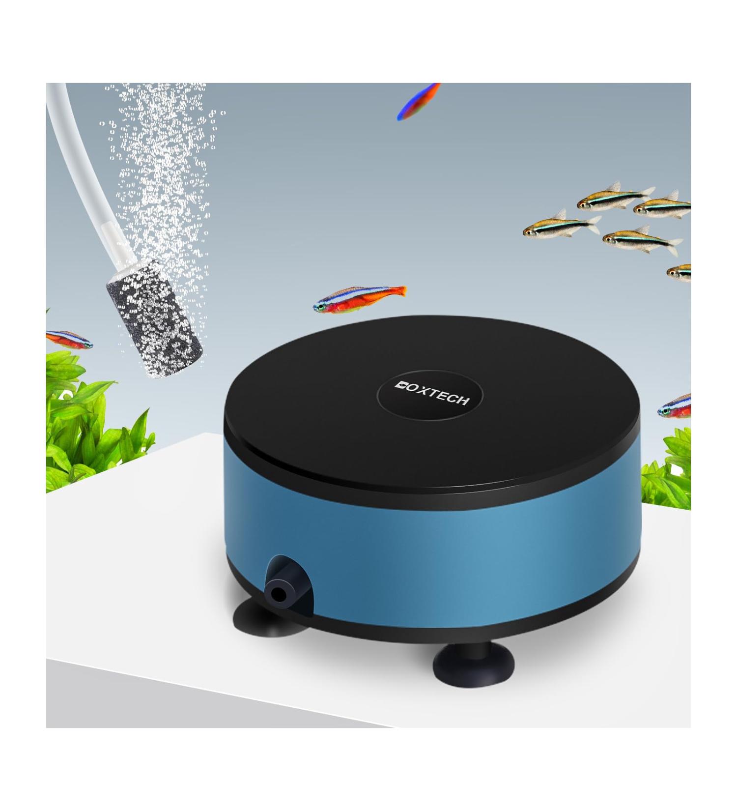 Boxtech Mini Aquarium Air Pump - Oxygen Ventilation Bubbler Kit for 1.5-7 Gallon Fish Tanks with Air Stone & Hose - Buy Online on GoSupps.com