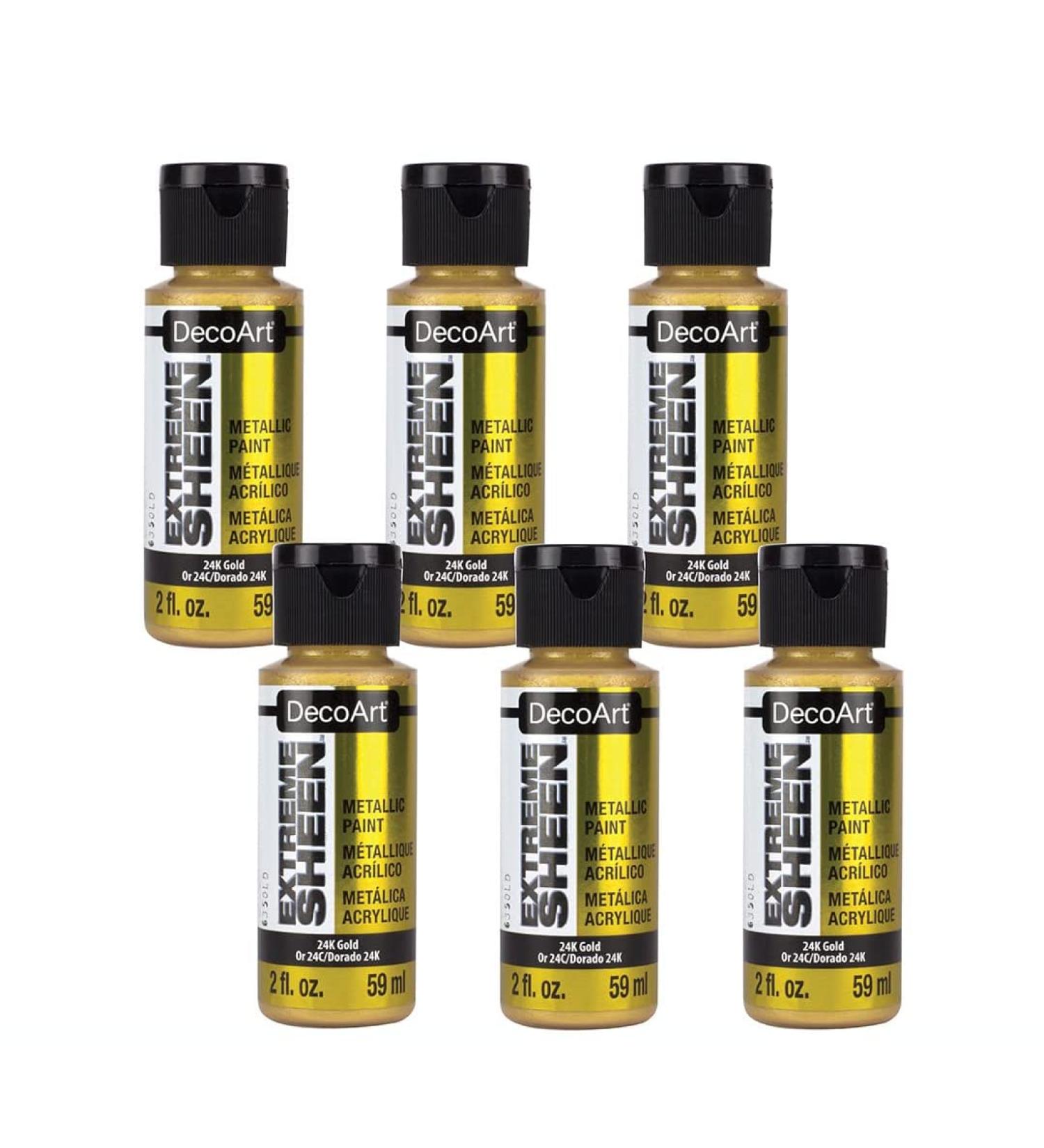 DecoArt Extreme Sheen 24K Gold Metallic Acrylic Paint 2 Fl. Oz. Bottle (Pack of 6) 2 Fl Oz (Pack of 6) 24K Gold - Buy Online on GoSupps.com