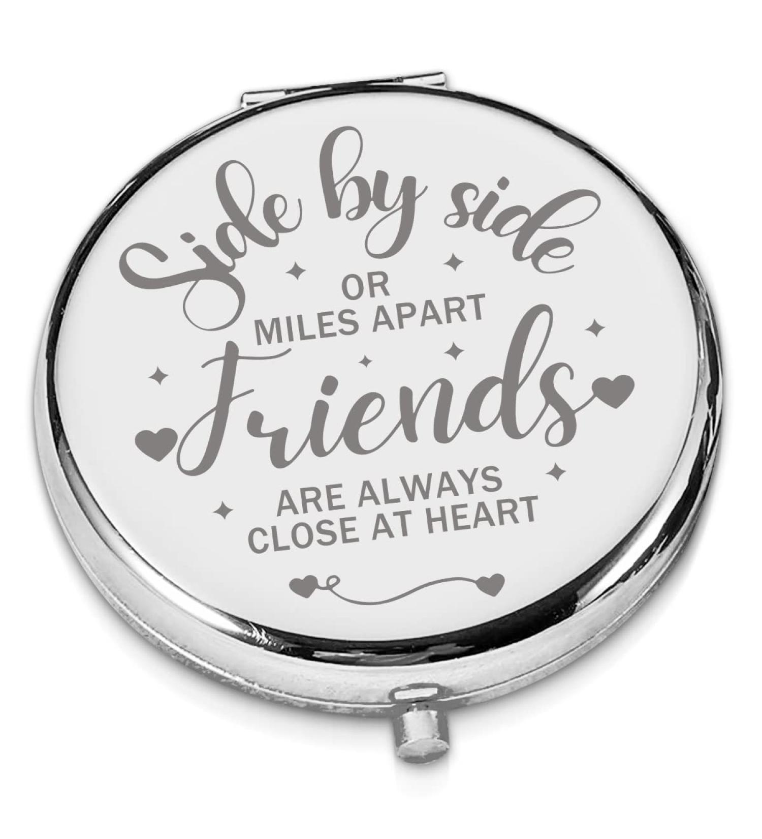 LRUIOMVE Friendship Gifts - Inspirational Silver Engraved Travel Makeup Mirror - Buy Online on GoSupps.com