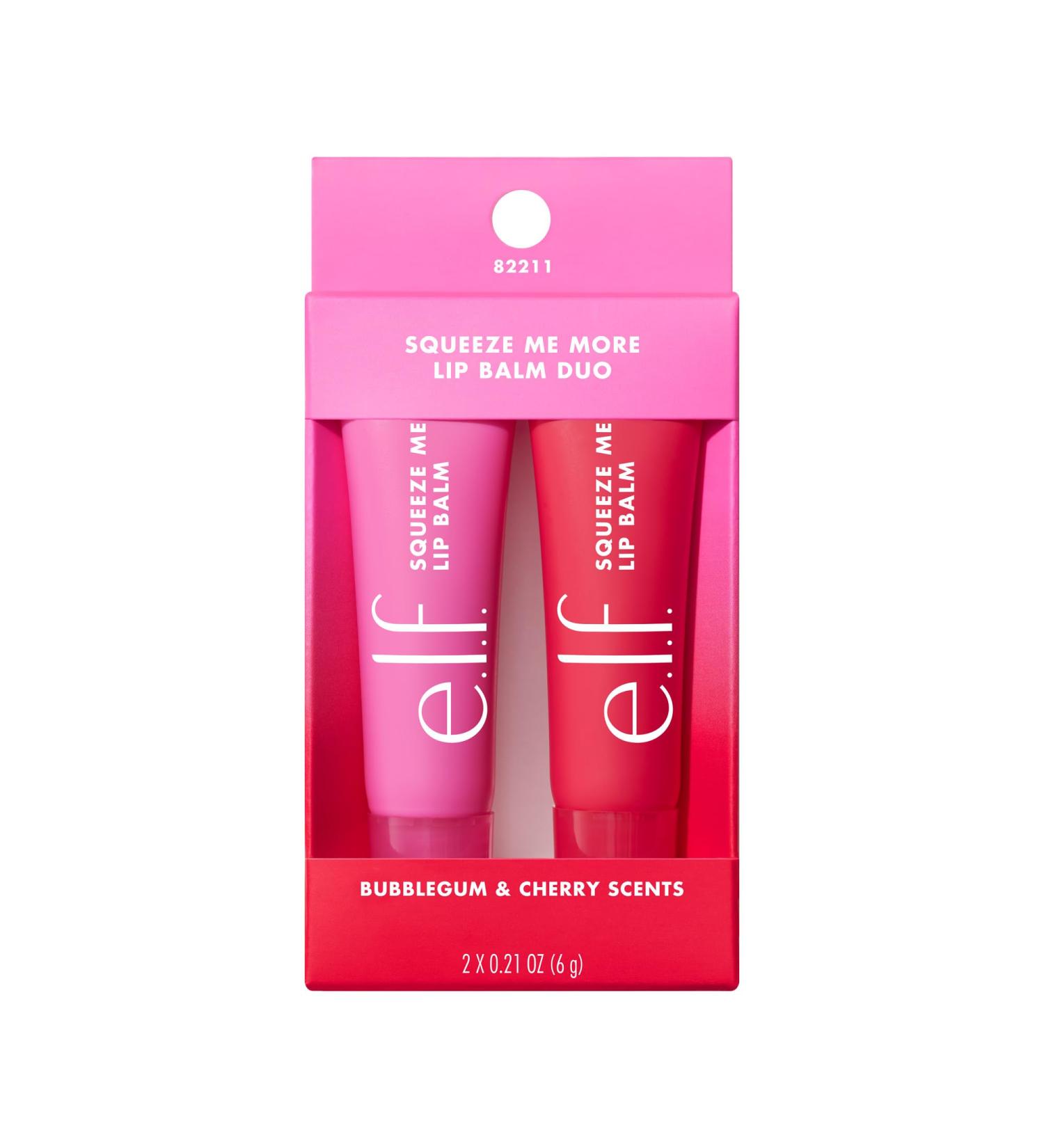 e.l.f. Squeeze Me More Lip Balm Duo Moisturizing Balm For A Sheer Tint Of Color Made With Hyaluronic Acid Vegan & Cruelty-Free Cherry & Bubblegum Cherry/Bubblegum 1 Count (Pack of 1) - Buy Online on GoSupps.com