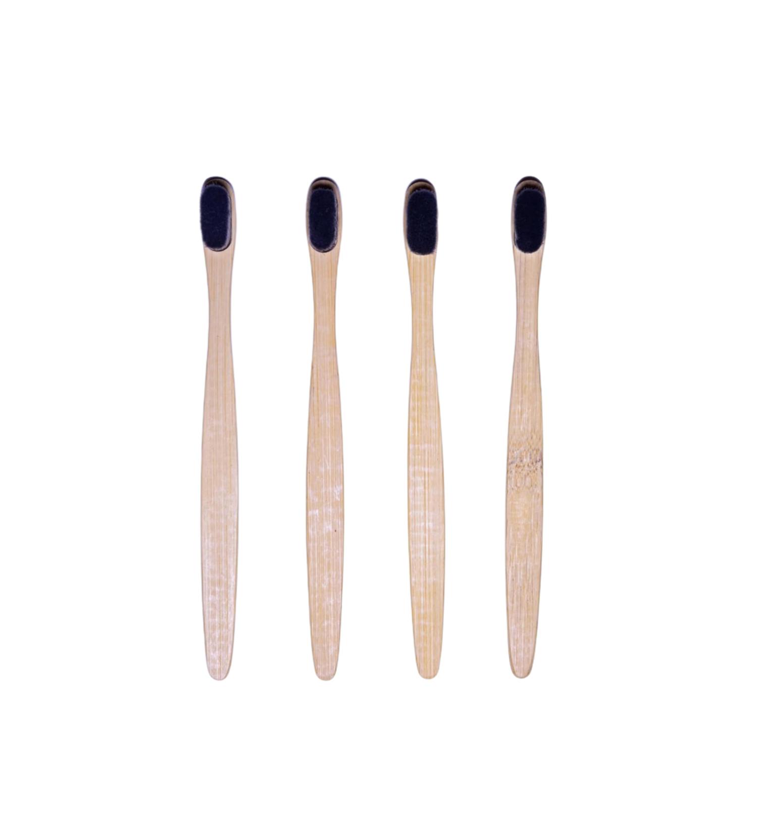 Natureverr Bamboo Toothbrushes - Eco-Friendly Biodegradable Natural Wooden Charcoal Toothbrush Set (4 Pieces) for Daily Use - Buy Online on GoSupps.com