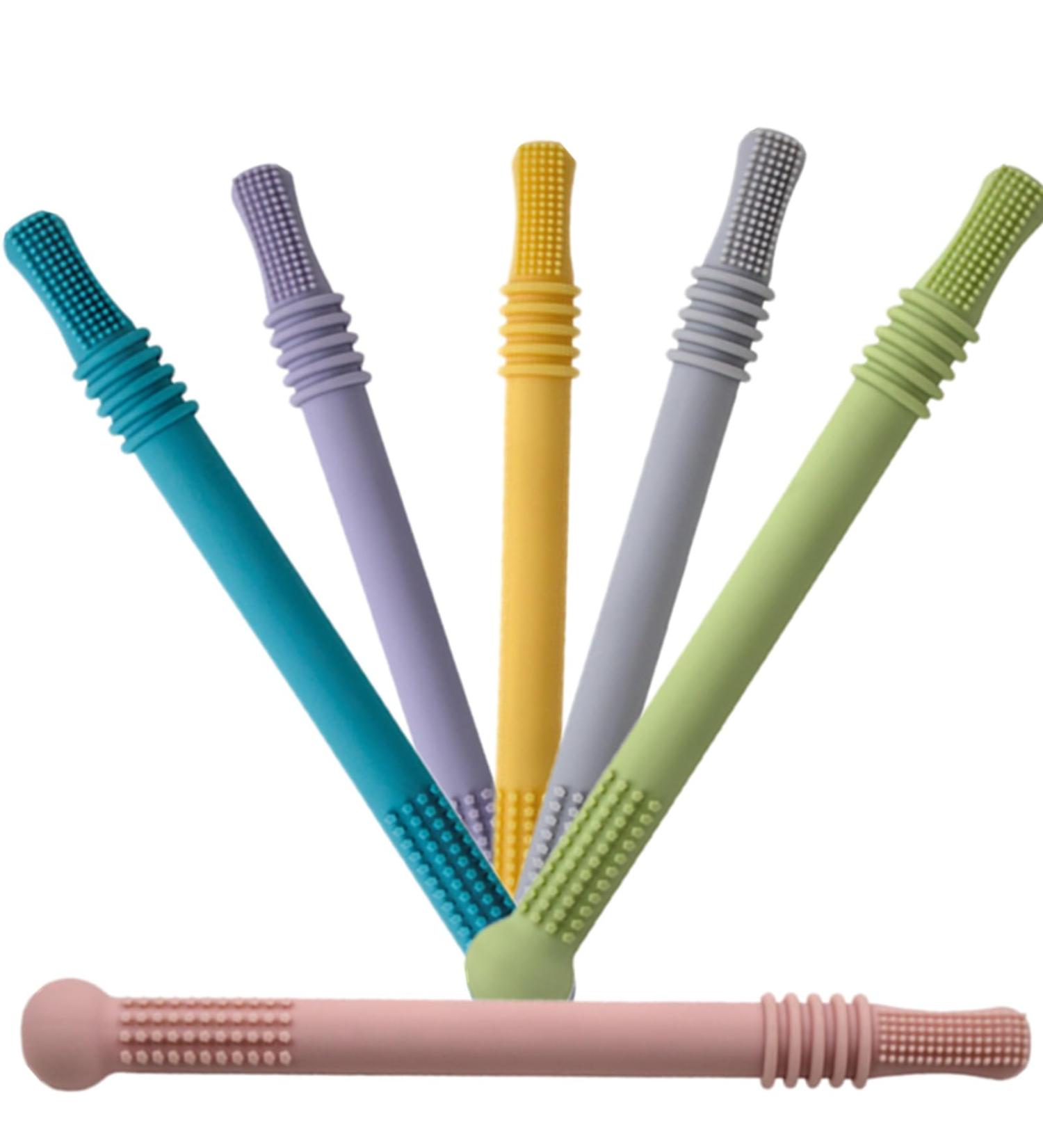 Hollow Teething Tubes 6 Pack Baby Toys for Teething with Soft Textures Sensory Chew Toys from 0 Months