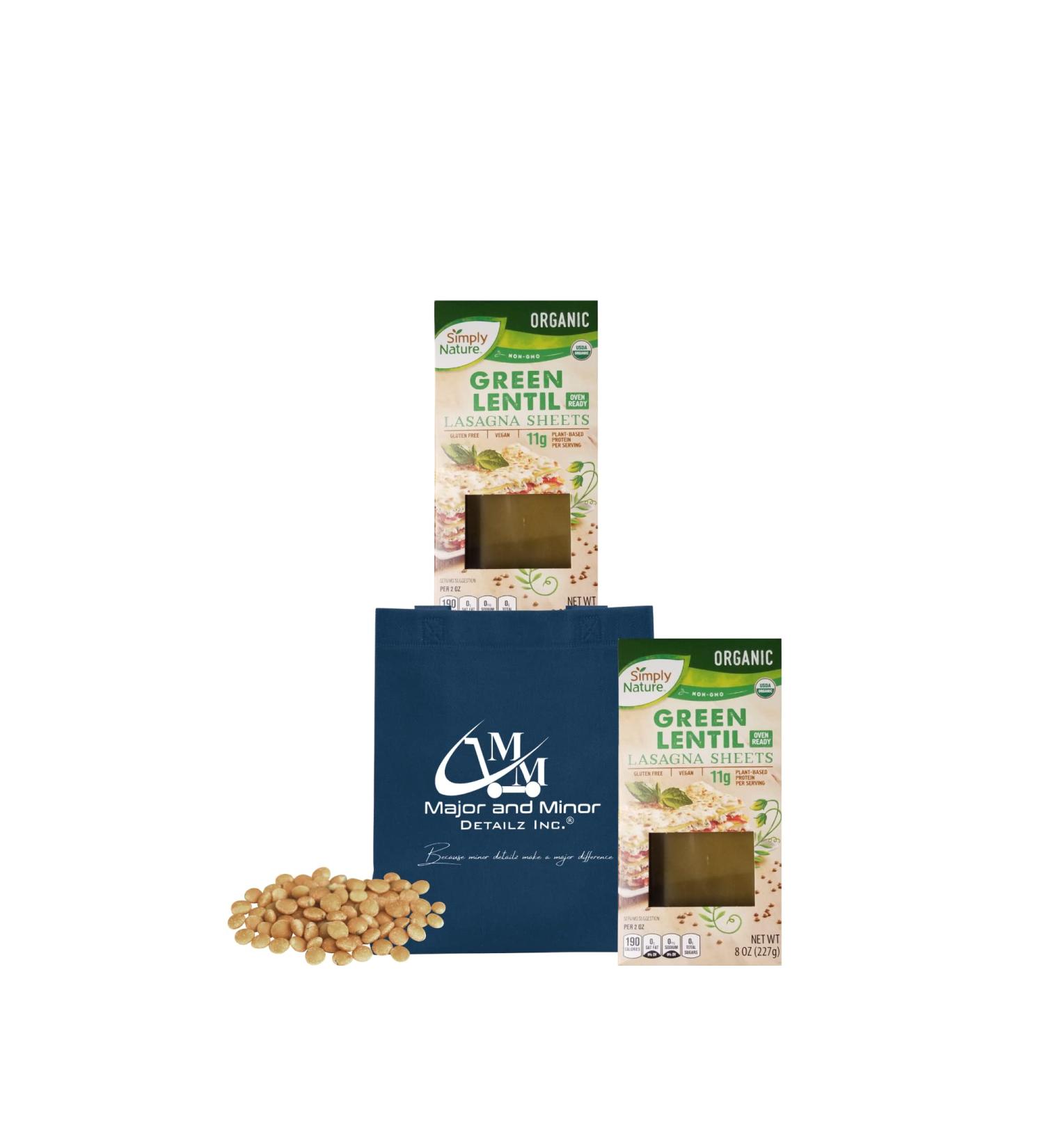 Simply Nature Green Lentil Lasagna Sheets Bundle Set - Vegan Organic Plant-Based Pasta, Non GMO, Gluten Free, Reusable Tote - Buy Online on GoSupps.com