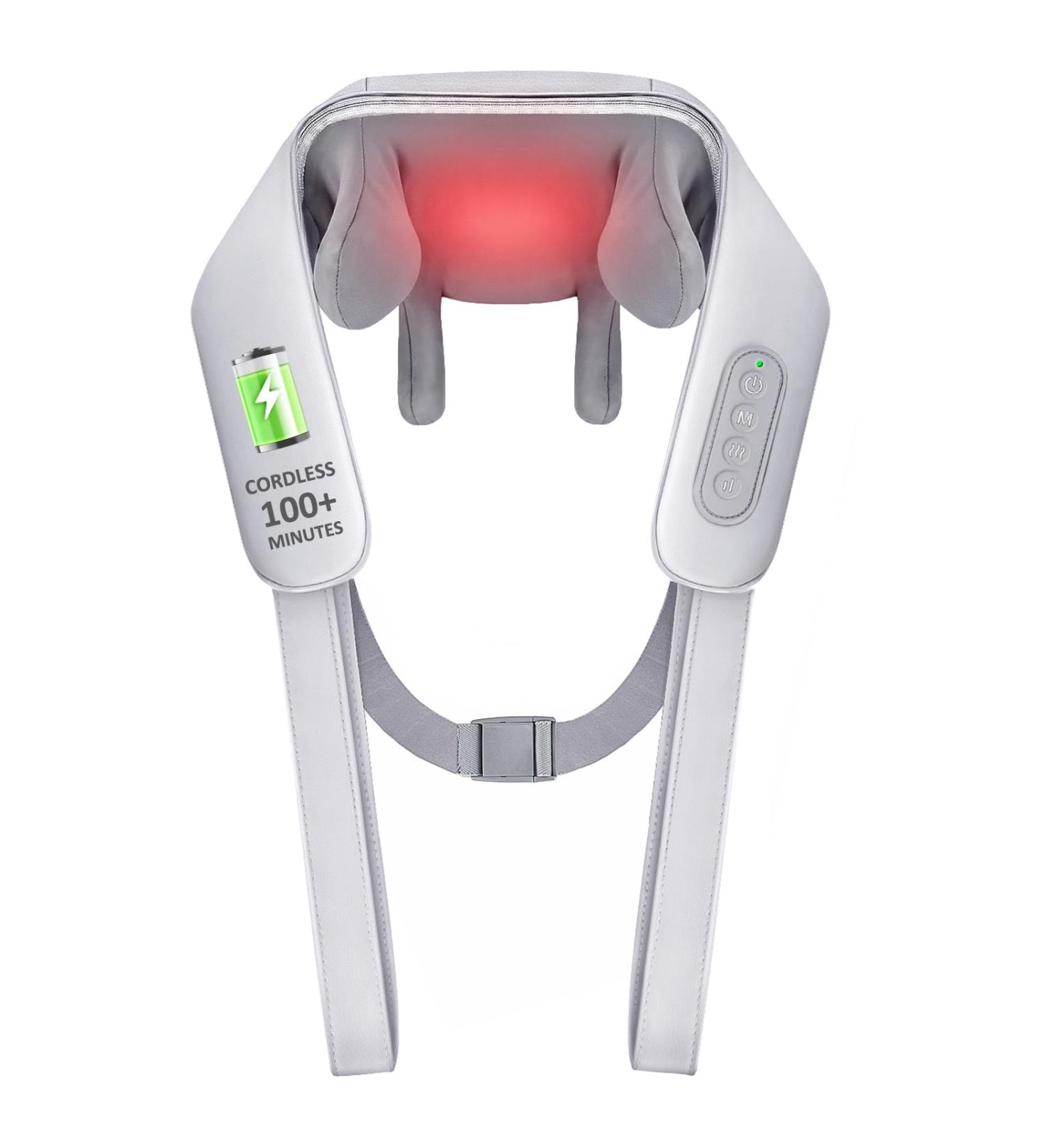 Knqze 4D Neck Massage Device with Heat - Wireless Shiatsu Pillows for Pain Relief | Expert Knet Massage for Neck Shoulder & Legs - KN6 Gray - Buy Online on GoSupps.com