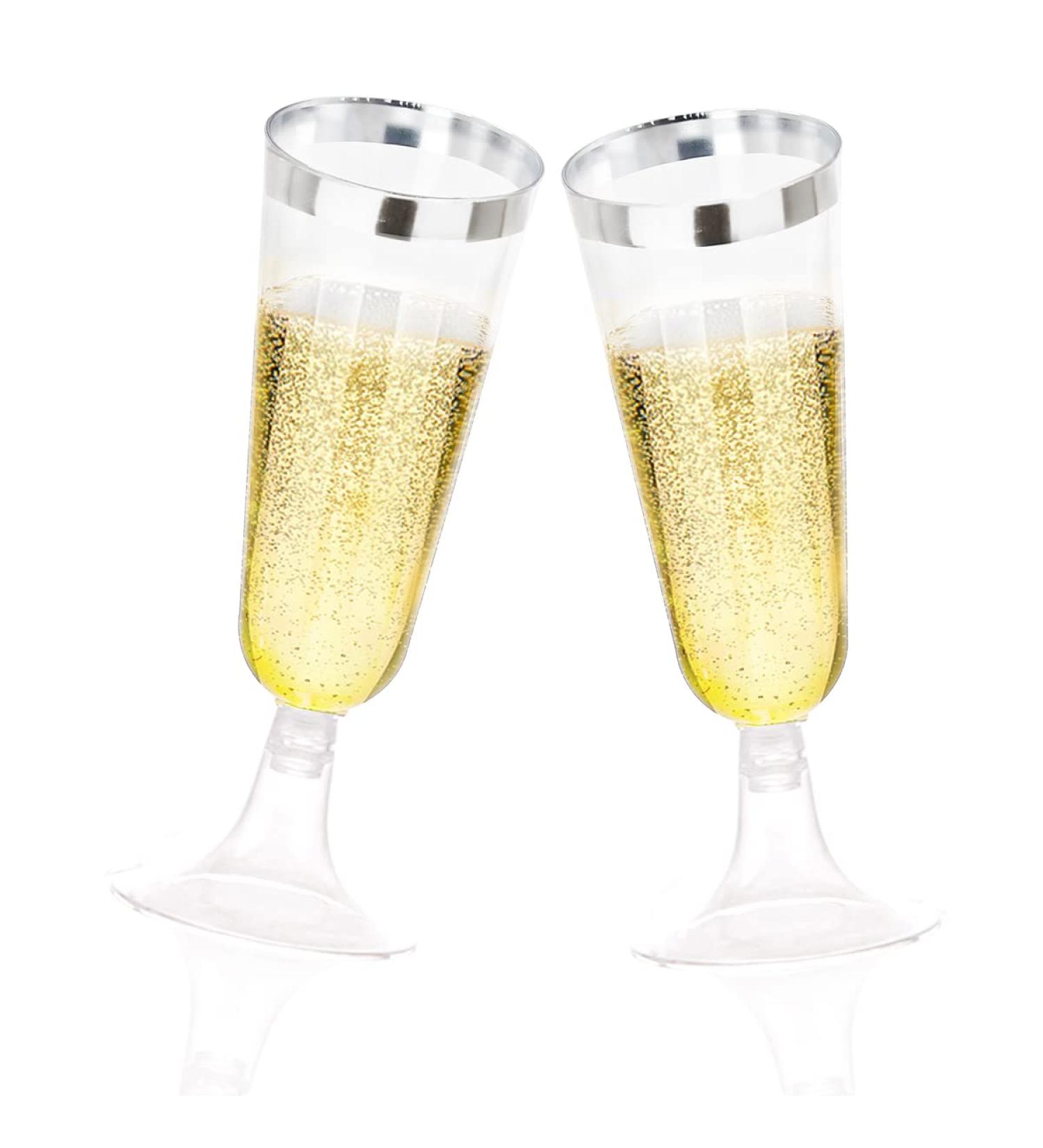 NOCCUR 60 Pack 5OZ Silver Plastic Champagne Flutes - Premium Quality Glasses for Wedding & Party - Buy Online on GoSupps.com