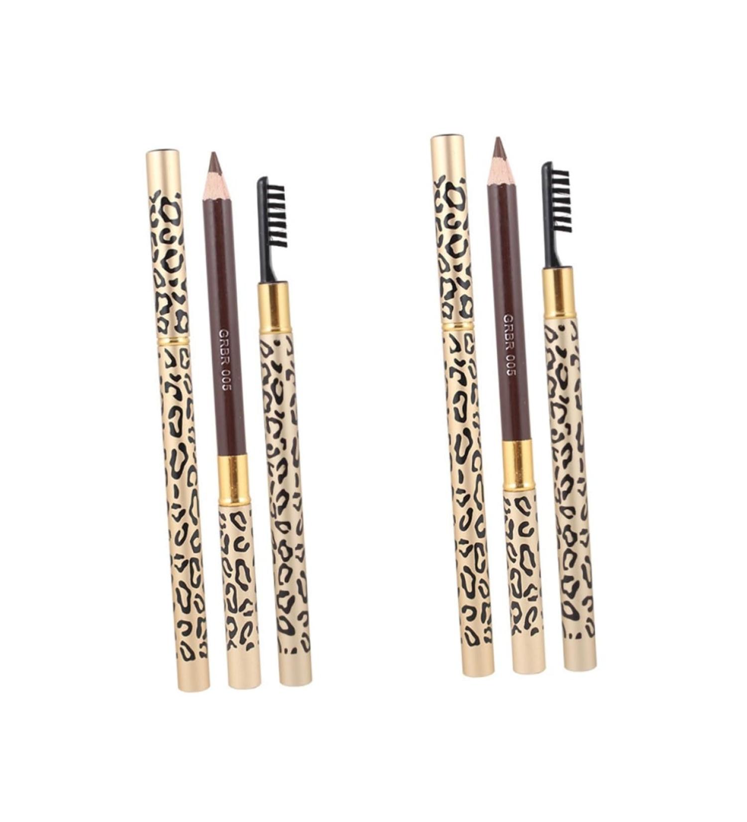 Beavorty Eyebrow Spoolie Brush 4 Pcs Eyebrow Pencil Micro Brow Pencil Black Brow Makeup Eyeliner Makeup Pen Miss Leopard Print - Buy Online on GoSupps.com