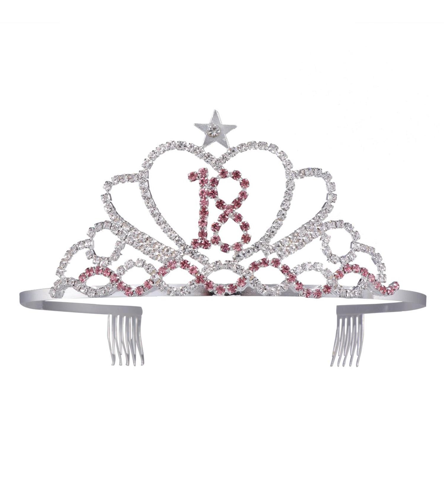 Frcolor 18th Birthday Crown Headband - Crystal Princess Crown Tiara with Hair Comb - Buy Online on GoSupps.com