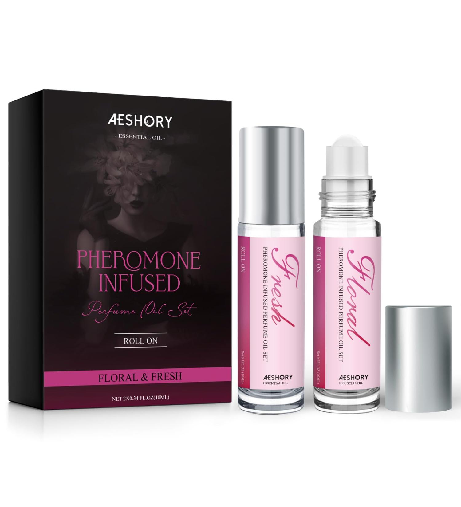 Aeshory Pheromone Perfumes for Women - 2 Pcs Rollerball Perfume Roll-On Travel Perfume Long-Lasting Pheromone-Infused Essential Oil (Floral & Fresh) - Buy Online on GoSupps.com