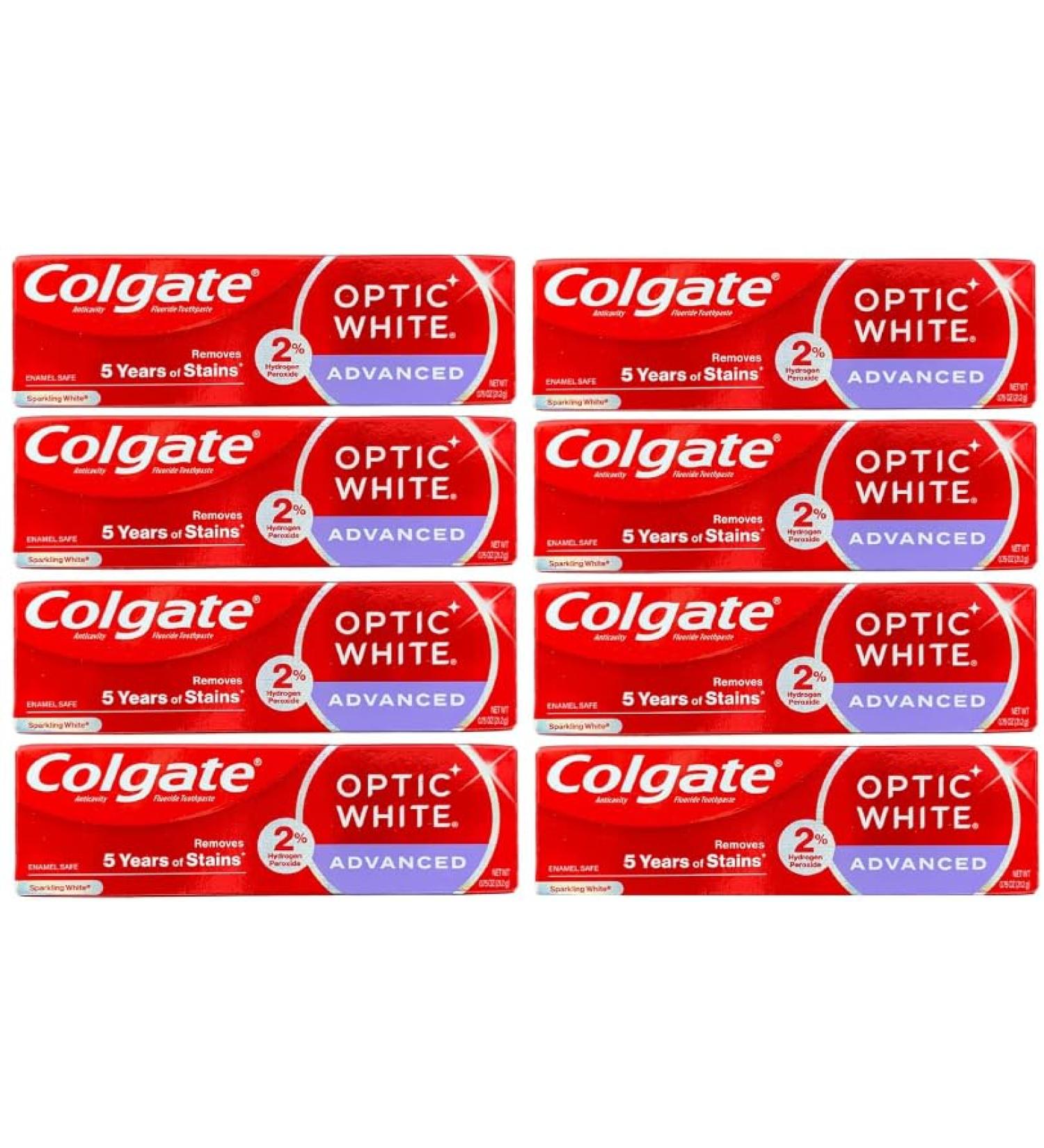 Optic White Advanced Toothpaste - Removes 5 Years of Stains | Pack of 8 (0.75 oz each) - International Shipping Available - Buy Online on GoSupps.com