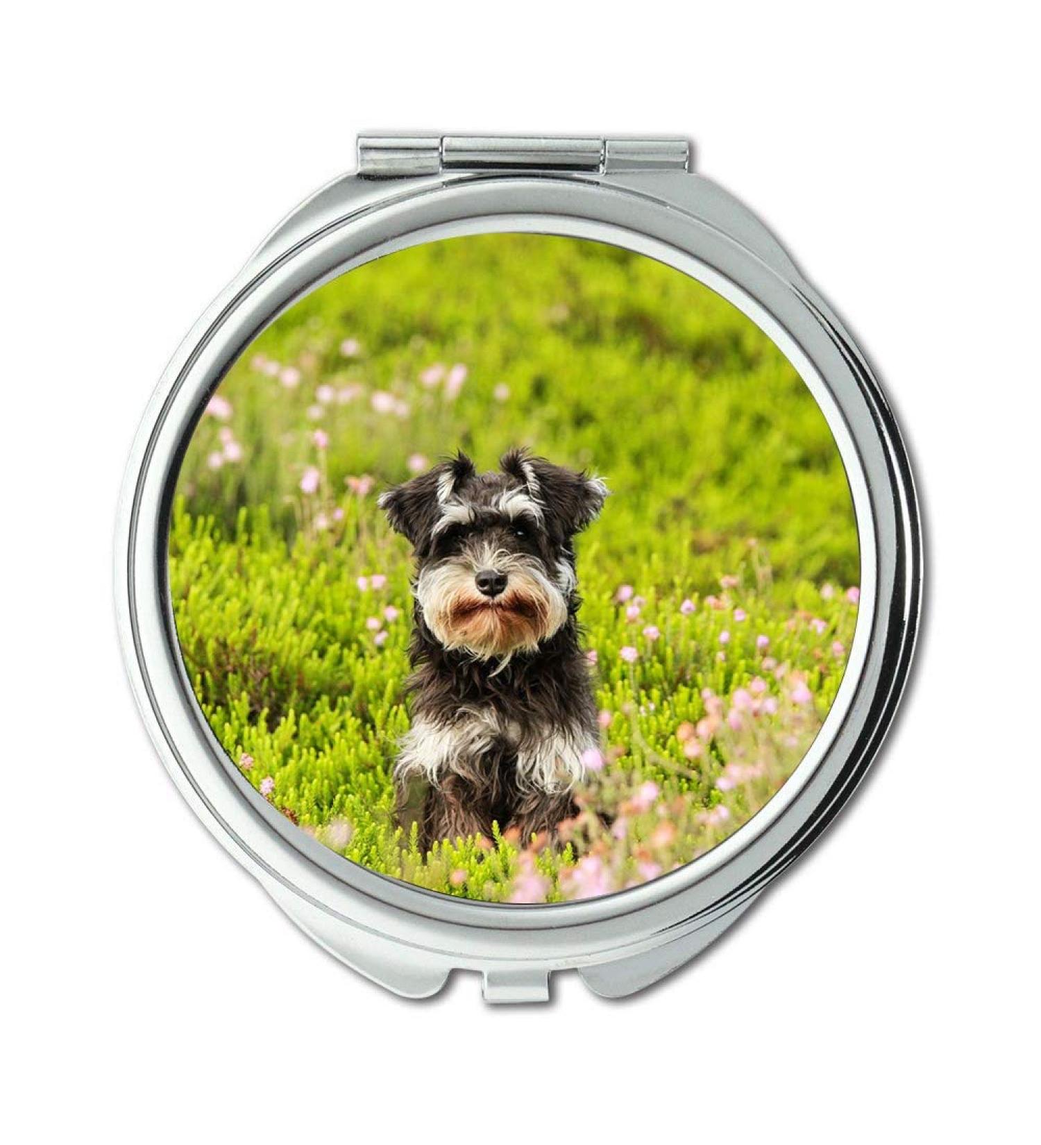 Mirror Compact Mirror Dog Heide Grass Schnauzer Puppy Green Nature Pocket Mirror portable mirror - Buy Online on GoSupps.com