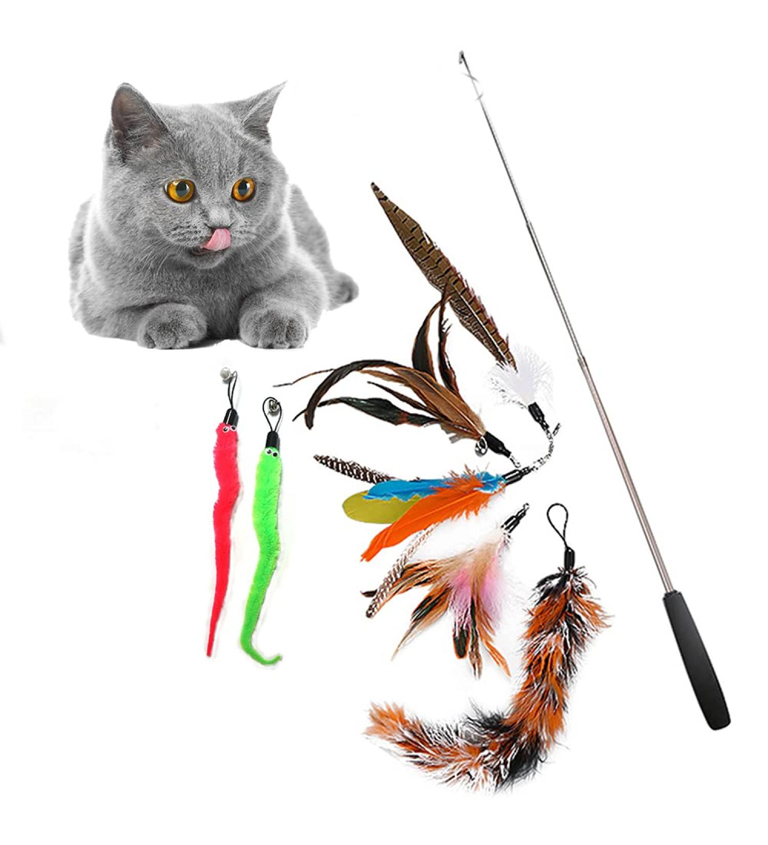 PatKare Retractable Cat Toys Wand with 7 Teaser Refills - Interactive Fun for Cats & Kittens - Buy Online on GoSupps.com
