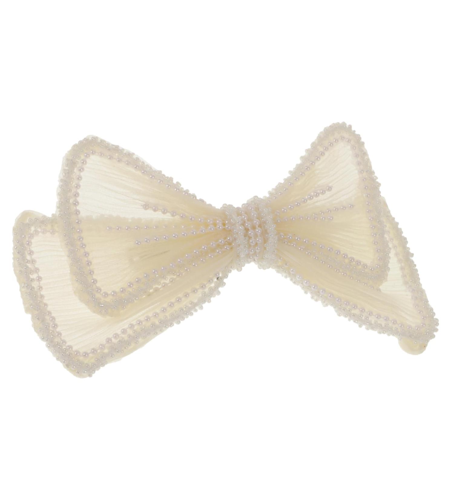 DOITOOL 1pc Bow Hairpin Large Bows Barrettes Handmade Hairpin Rhinestone Barrettes for Women Wedding Hiar Barrettes Hair Accessory Hair Accessories White Beaded Bride Plastic - Buy Online on GoSupps.com