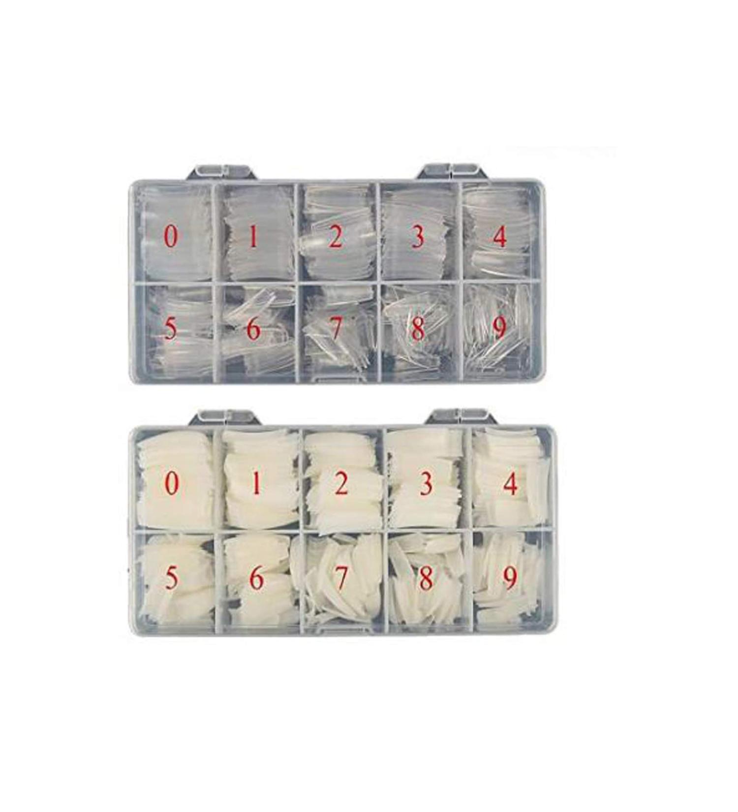 WINCANG 1000 PCS French Acrylic Nail Tips | Half Cover Clear/Natural False Nails | 10 Sizes for DIY Nail Art | Includes French Box | Nail Salon Quality - Buy Online on GoSupps.com