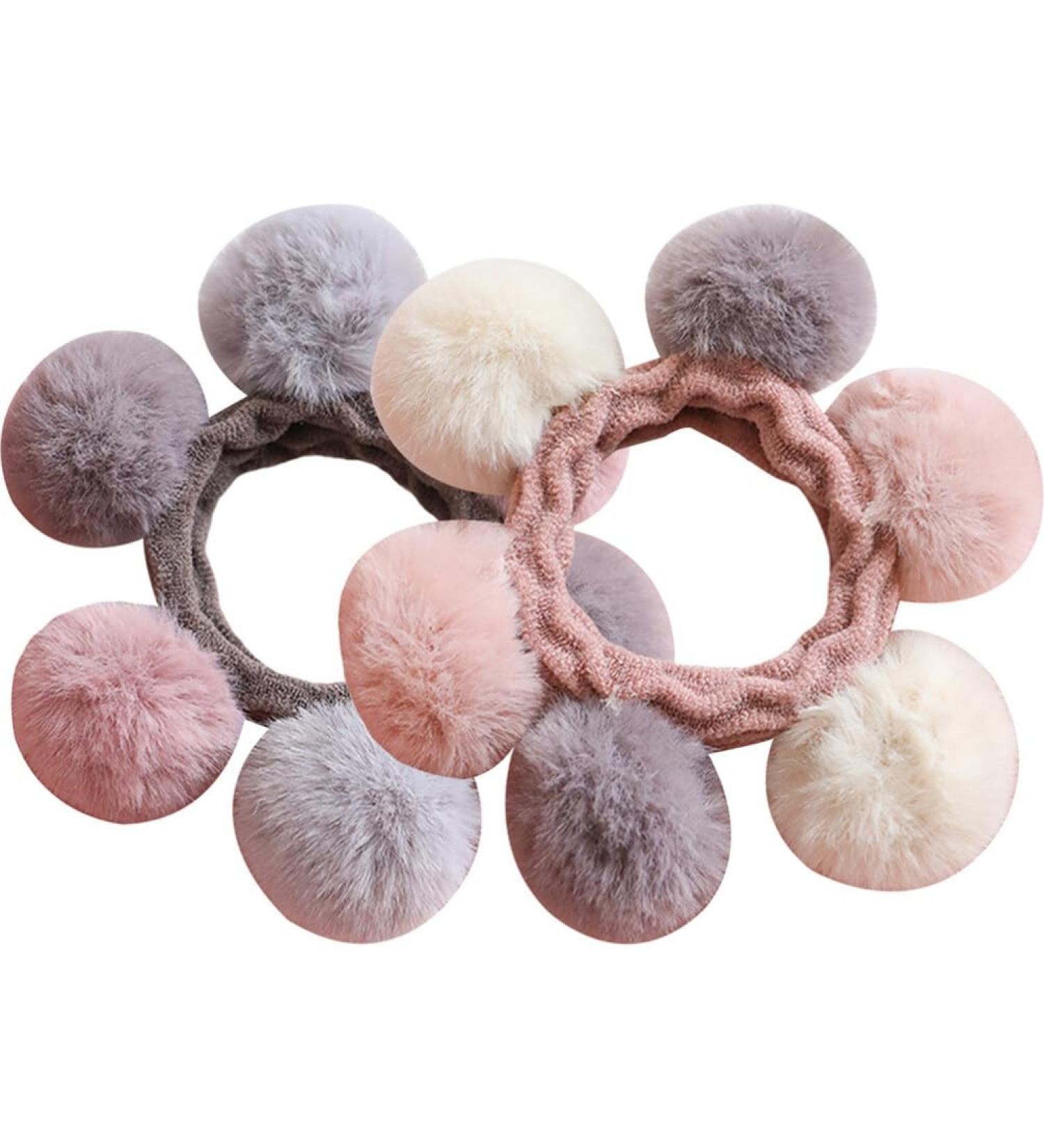 Lurrose 2 Piece Pom Ball Hair Tie - Fluffy Elastic Hair Bands for Women & Girls - Stylish Pompom Hair Accessories - Buy Online on GoSupps.com