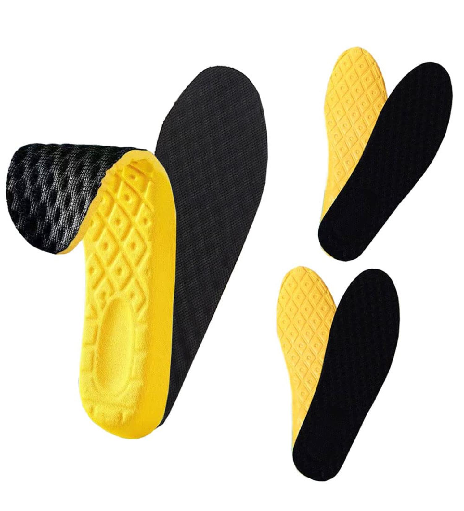 Men & Women Memory Foam Insoles - Orthotic Inserts for Plantar Fasciitis Relief | 3 Pairs Elastic Shock Absorbing Insoles - Flat Sports Replacement (Black-37-38/10.03 in - Buy Online on GoSupps.com