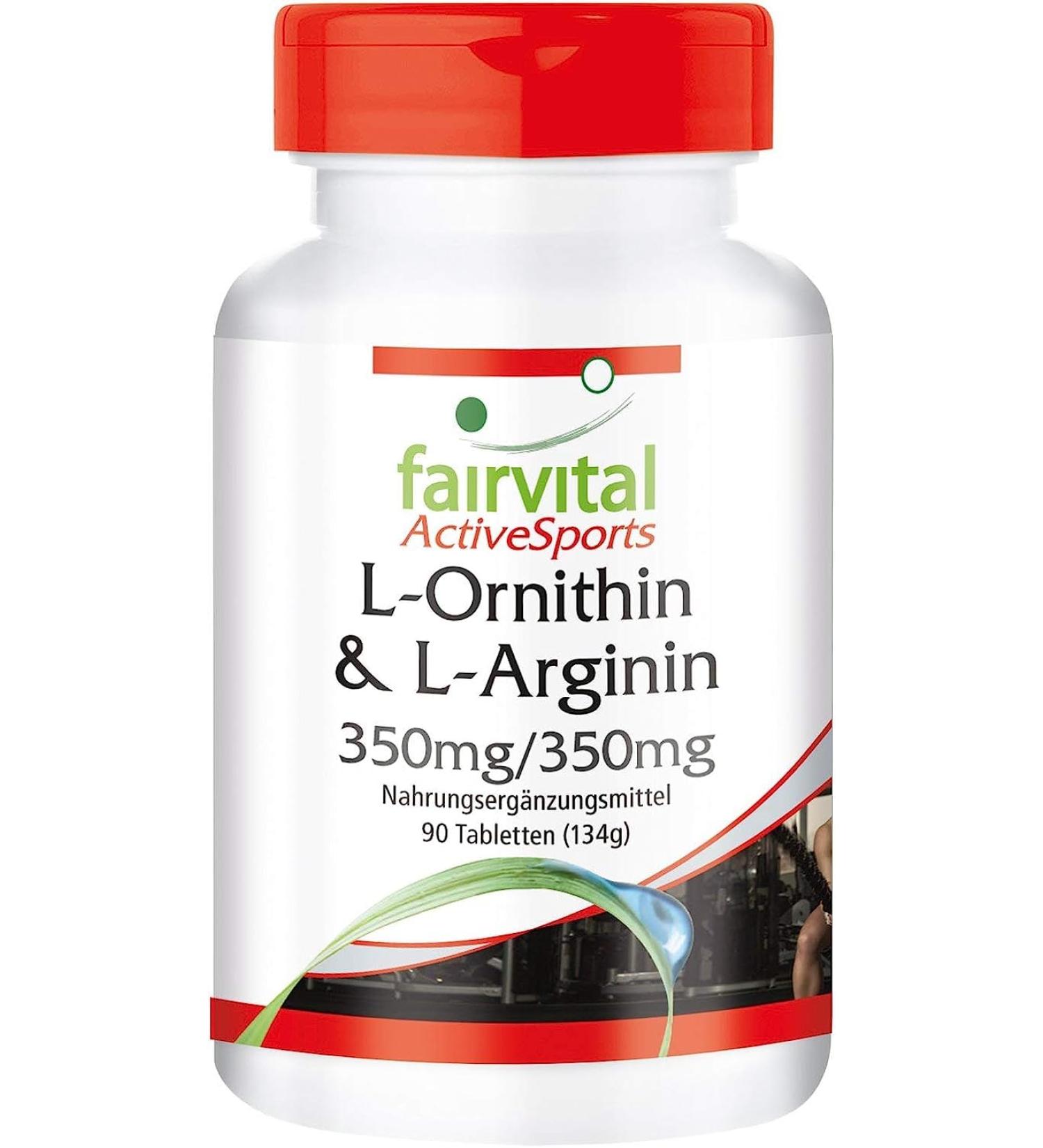 Fairvital L-Ornithine & L-Arginine 350mg - High Dose Vegan Amino Acids - 90 Tablets - International Shipping Available - Buy Online on GoSupps.com