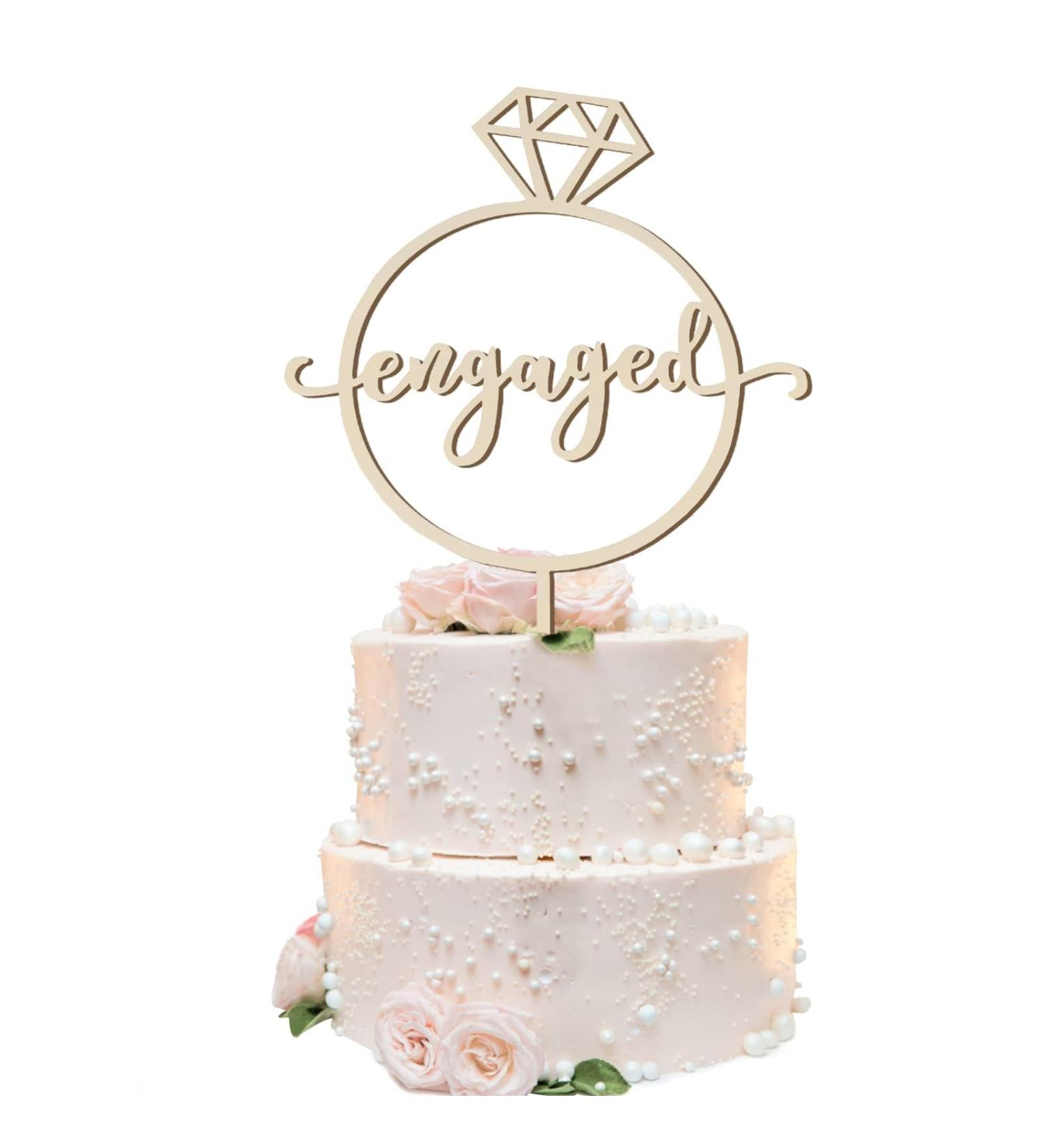 Engagement Cake Topper Wooden Rustic Engaged Cake Topper Engagement Party Decorations - Buy Online on GoSupps.com