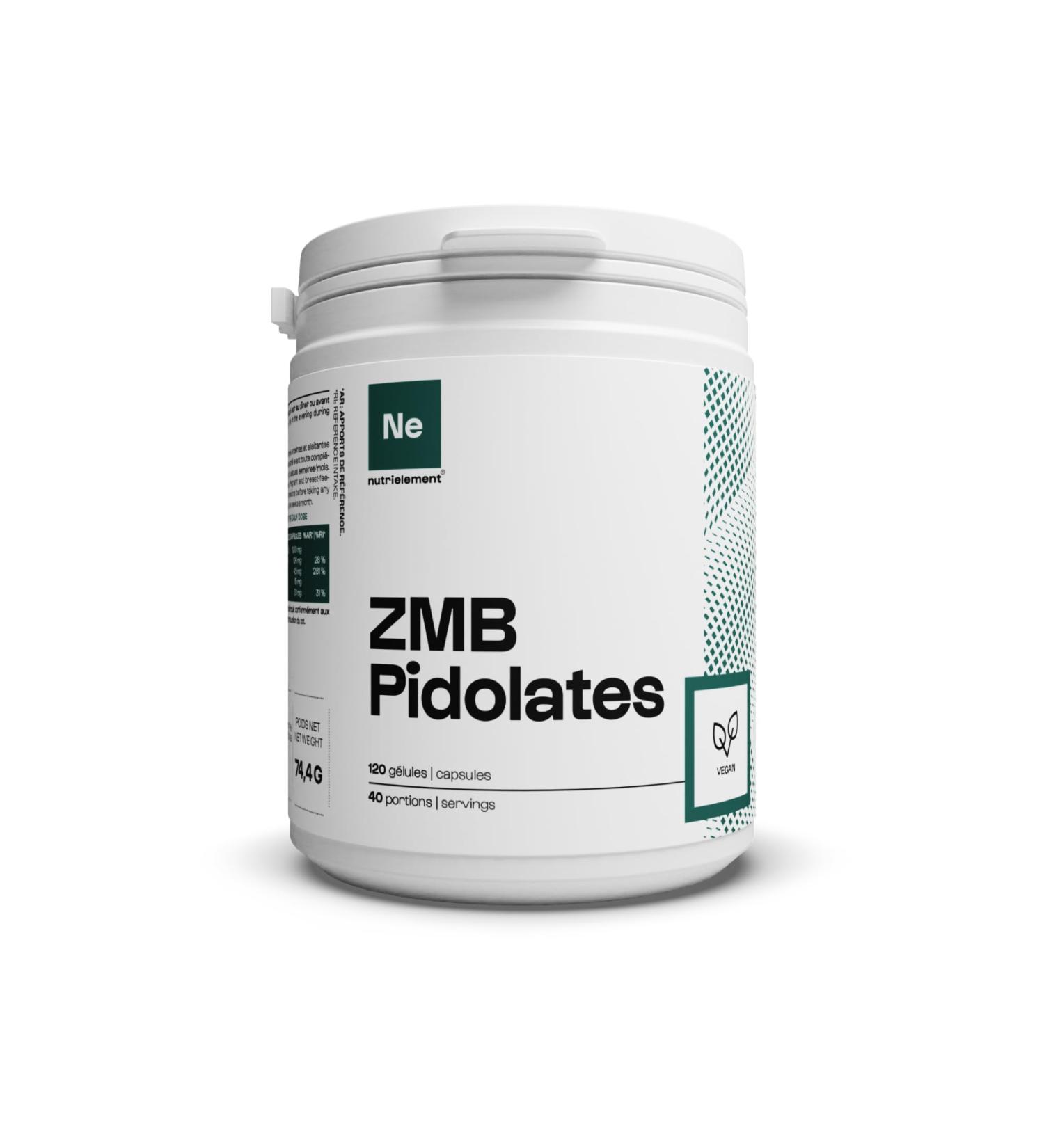 ZMB Pidolates 120 Capsules | Zinc + Magnesium + Vitamin B6 | 100% Natural Patented Formula Nerve and Muscle Relaxation Sleep Quality Vegan | Nutrielement By Nutrimuscle - Buy Online on GoSupps.com