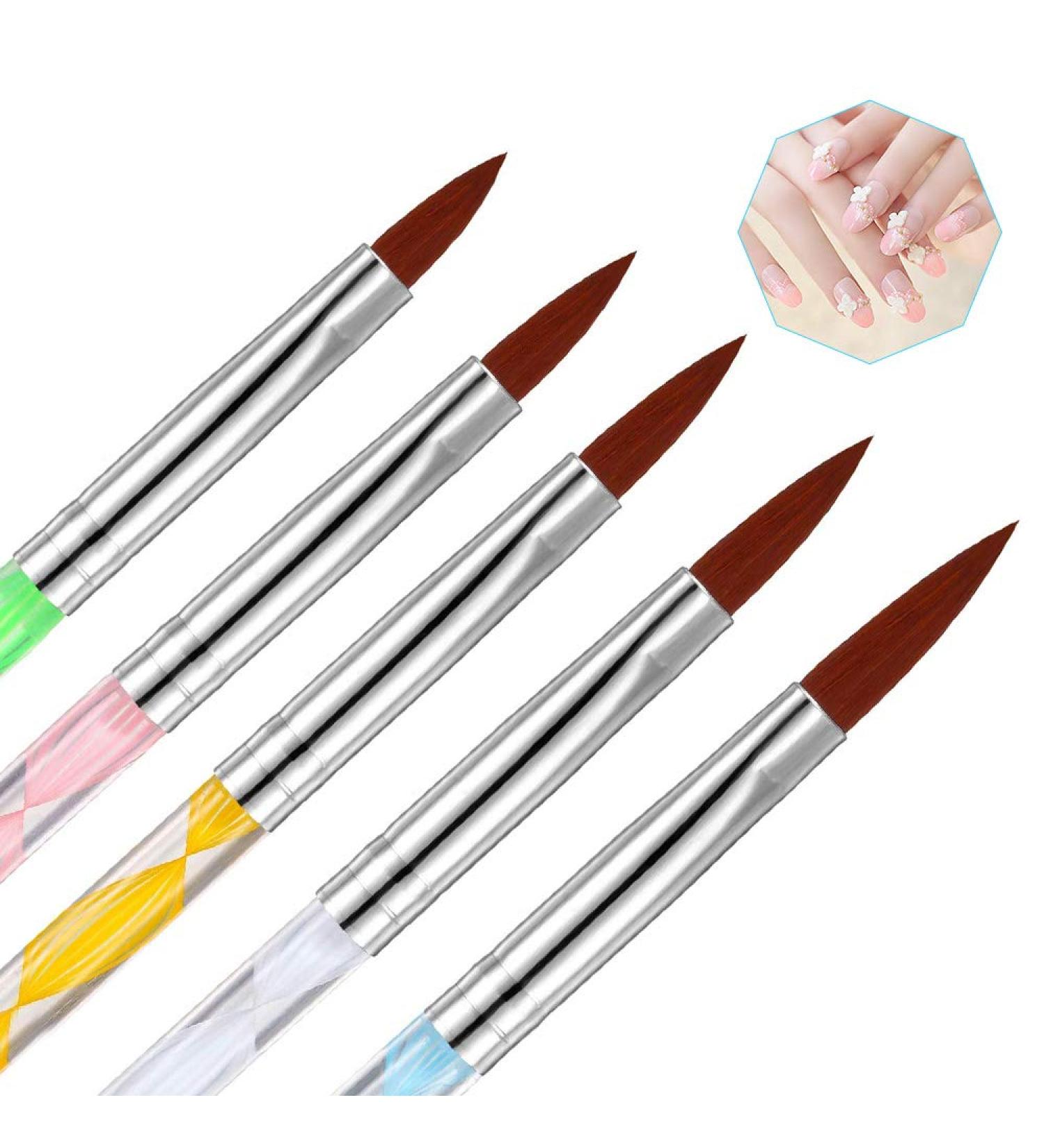 Kanoson 5-Piece Acrylic Nail Art Brush Set | UV Gel & Acrylic Powder Brushes for Stunning Nail Designs - Buy Online on GoSupps.com