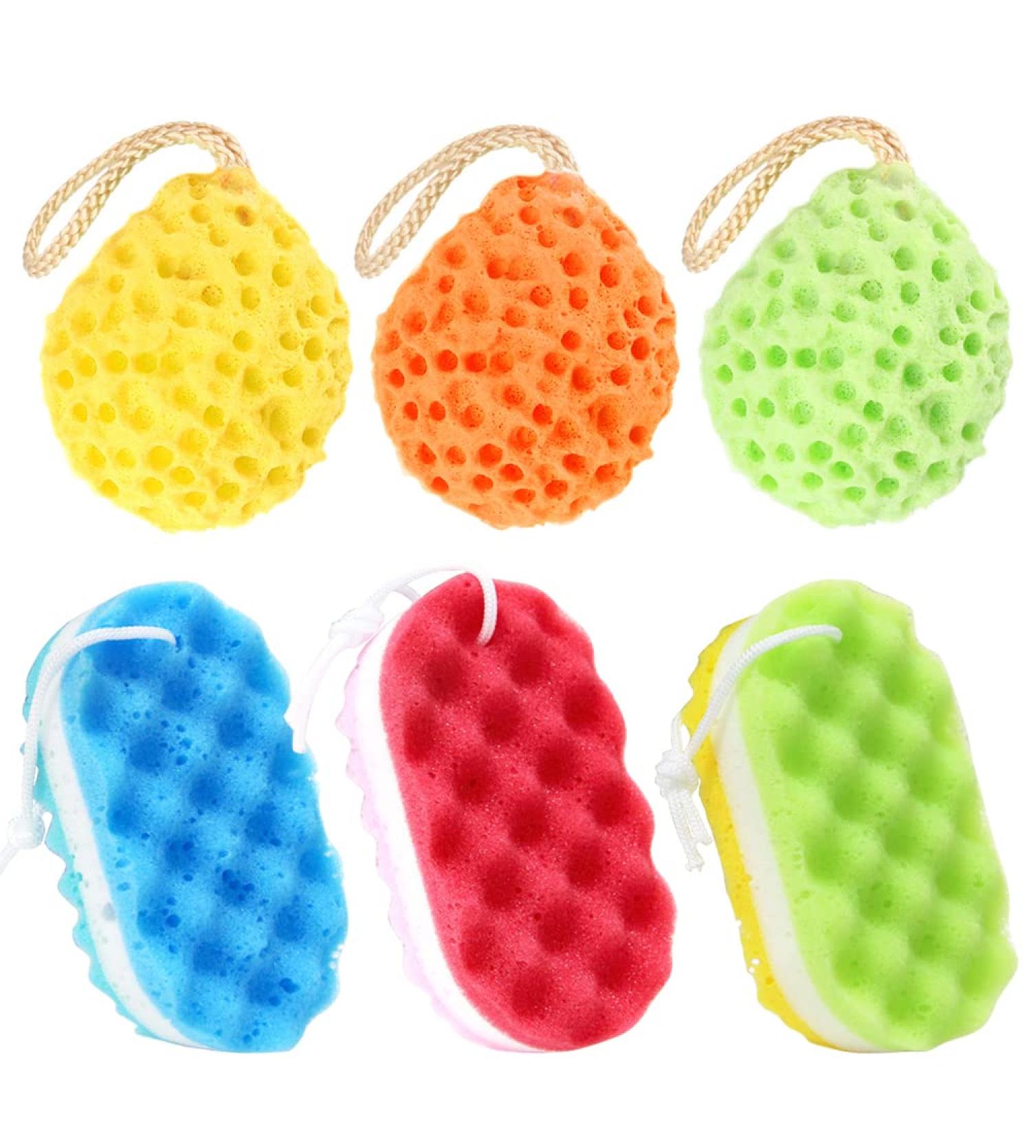 Trsnzul Bathing Sponge Set - 6 Soft Shower & Massage Sponges for Soothing Skin & Exfoliation - Perfect Body Care Accessories - Buy Online on GoSupps.com