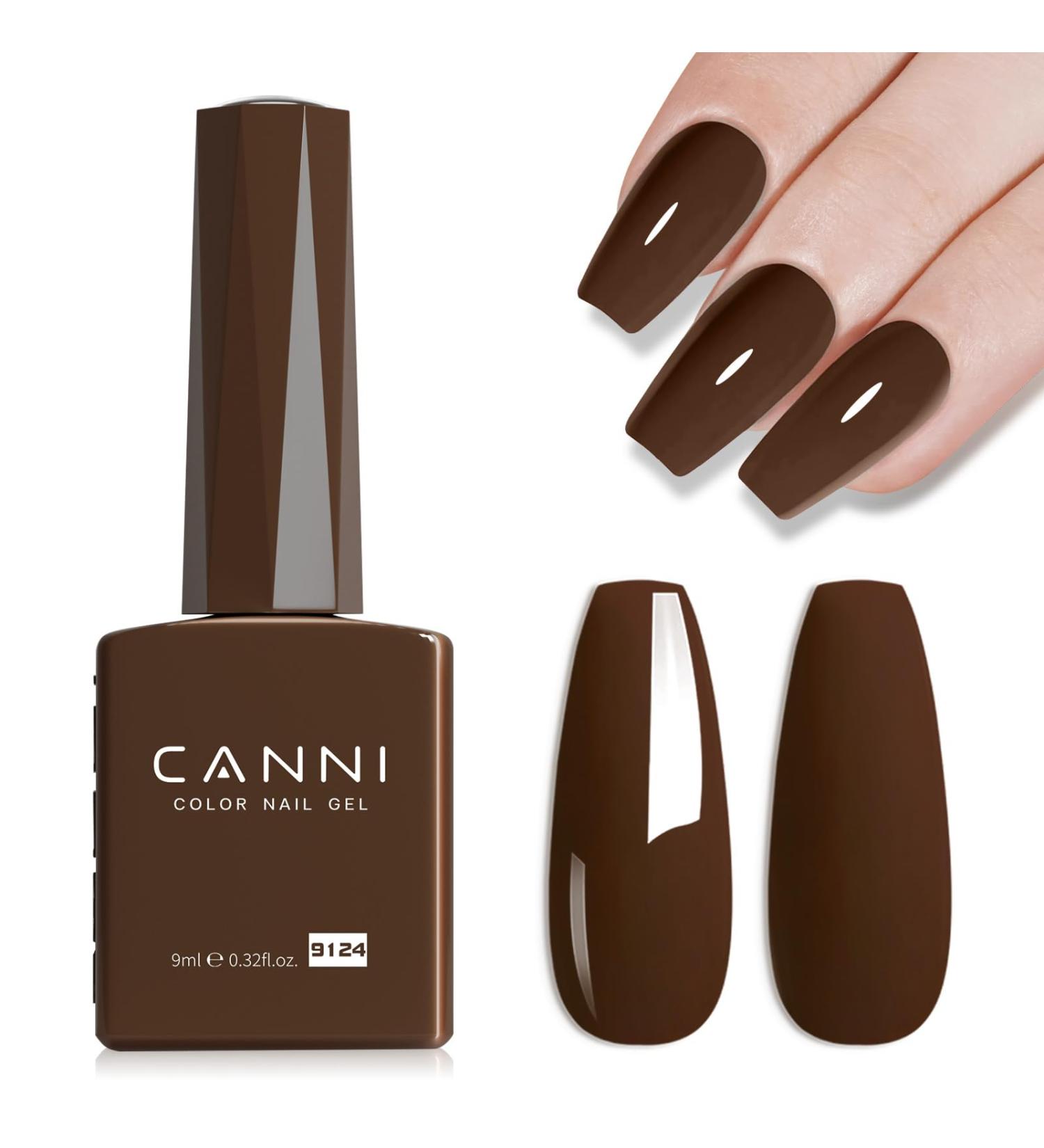CANNI Dark Brown Gel Polish - Irish Coffee High Gloss UV Soak Off Nail Gel for DIY Manicure & Salon Use - Buy Online on GoSupps.com