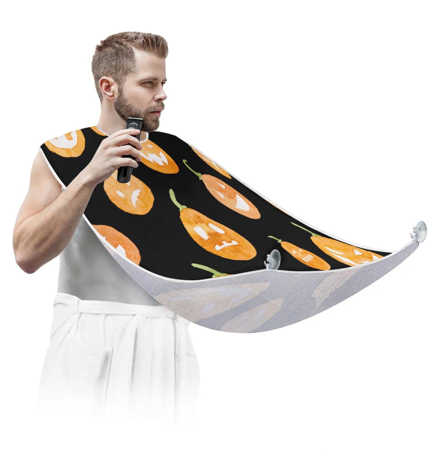 Beard Bib Apron for Men - Non-Stick Waterproof Hair Catcher for Shaving & Trimming | Ideal Grooming Cape & Halloween Pumpkin Painting Accessory - Buy Online on GoSupps.com