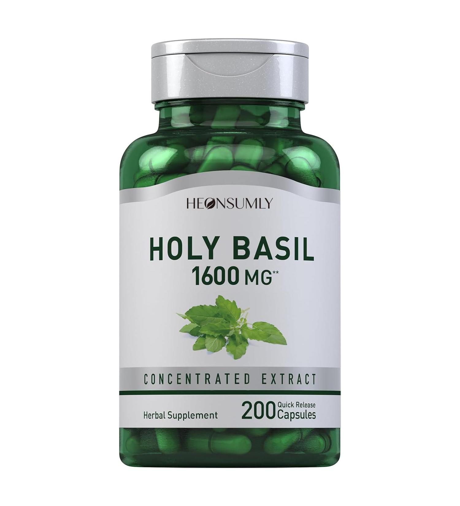 HEONSUMLY Holy Basil Supplement 1600 mg Holy Basil Leaf Extract 200 Capsules