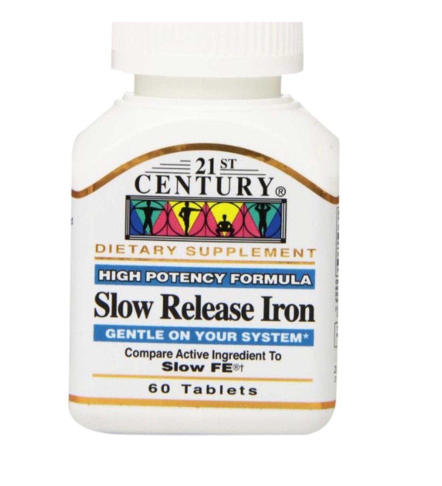 21st Century Slow Release Iron Tablets - 60 ct Pack of 4 - Packaging May Vary
