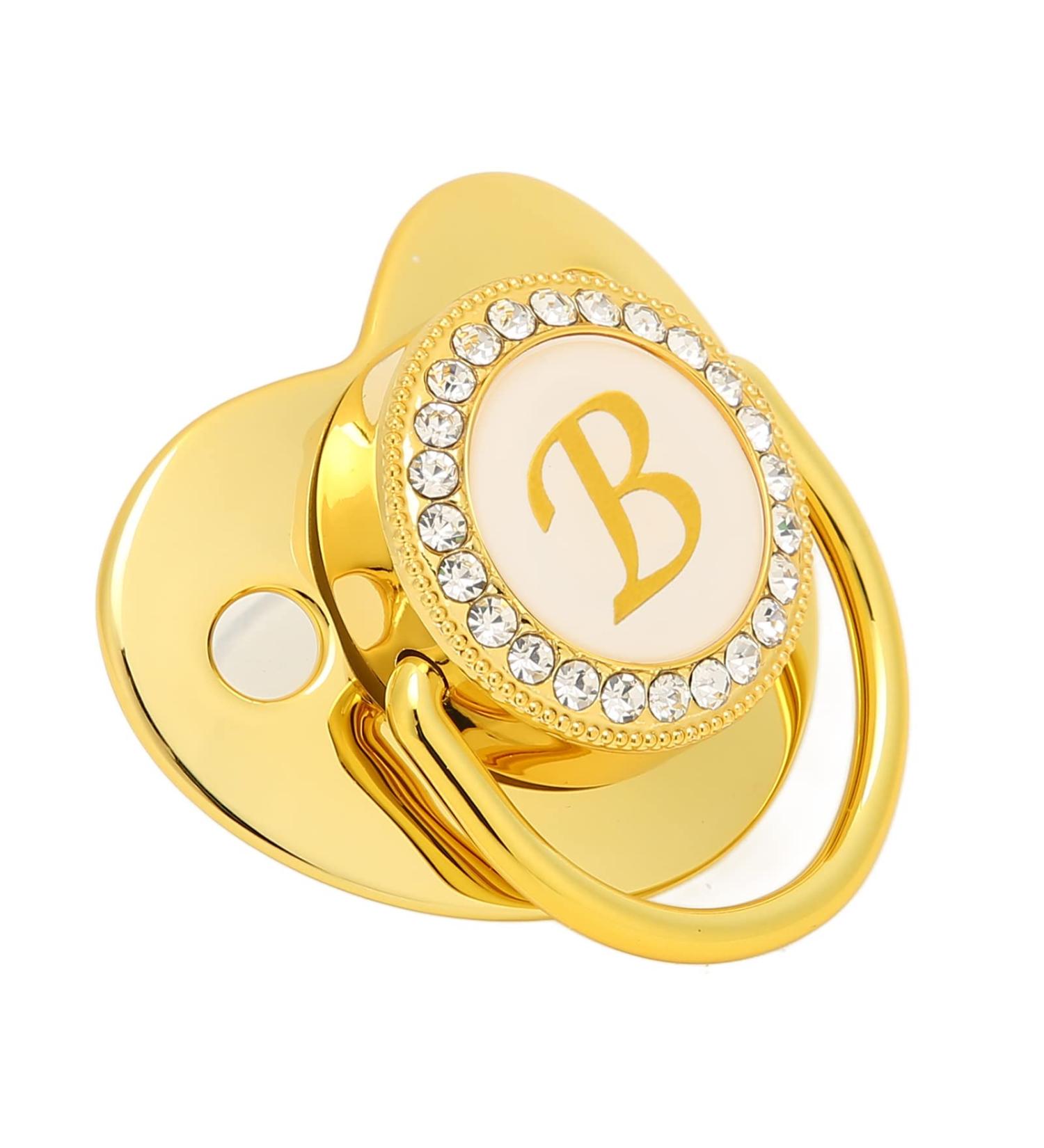 Golden Baby Pacifier - Curved Design Safe Materials 26 Letters Bling Clips for 6-18 Months - Buy Online on GoSupps.com